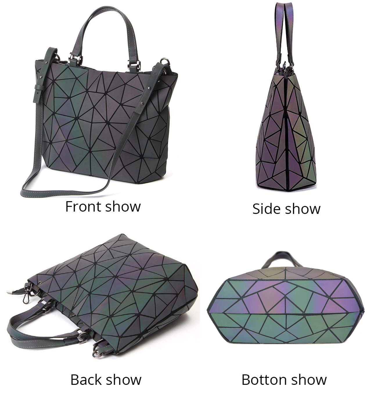 Geometric Luminous Crossbody Bag for Women - Holographic Reflective Purse with Wallet, Flash Rainbow Tote - Perfect for Night Out, Party, Festival & Rave Accessories