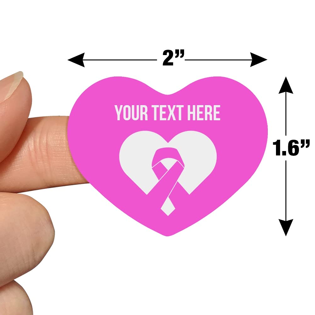Personalized Pink Ribbon Breast Cancer Awareness Heart Stickers - Custom 1-Line Quote Planner & Scrapbook Decals for Journals, Calendars, DIY Crafts - Perfect for Fundraisers, Survivor Gifts & Awareness Events