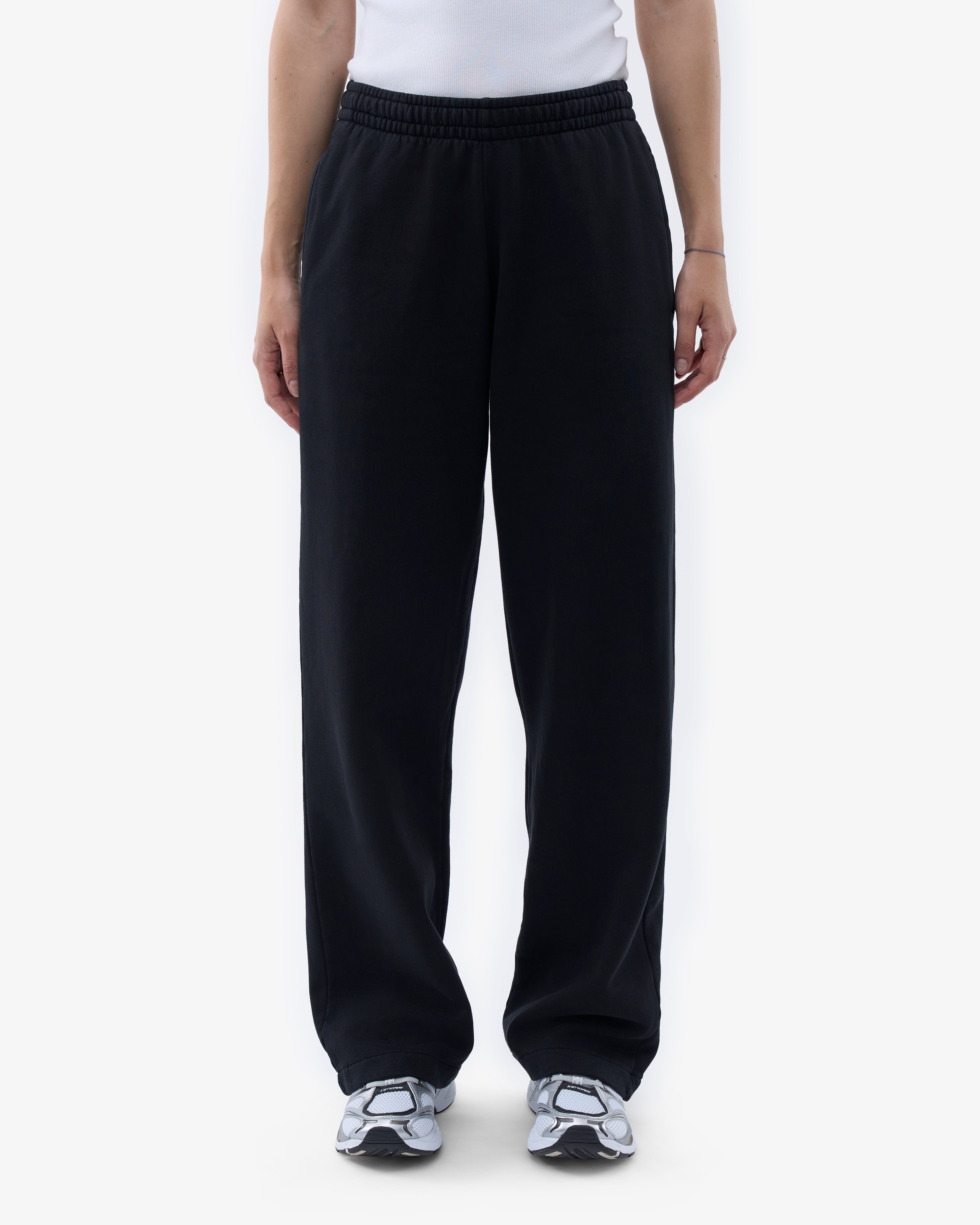 Organic Straight Leg Sweatpants for Women - Soft & Comfortable Deep Black Lounge Pants - Perfect for Yoga, Running & Casual Wear