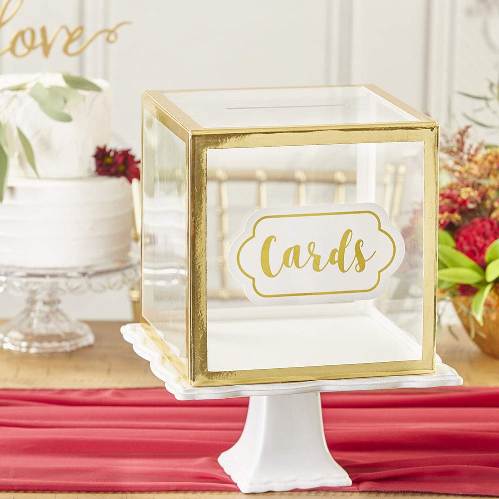 Kate Aspen Gold Frame Collapsible Acrylic Money Gift Card Holder Box - Elegant Present for Weddings, Birthdays & Graduations - Perfect for Cash, Gift Cards & Jewelry Storage