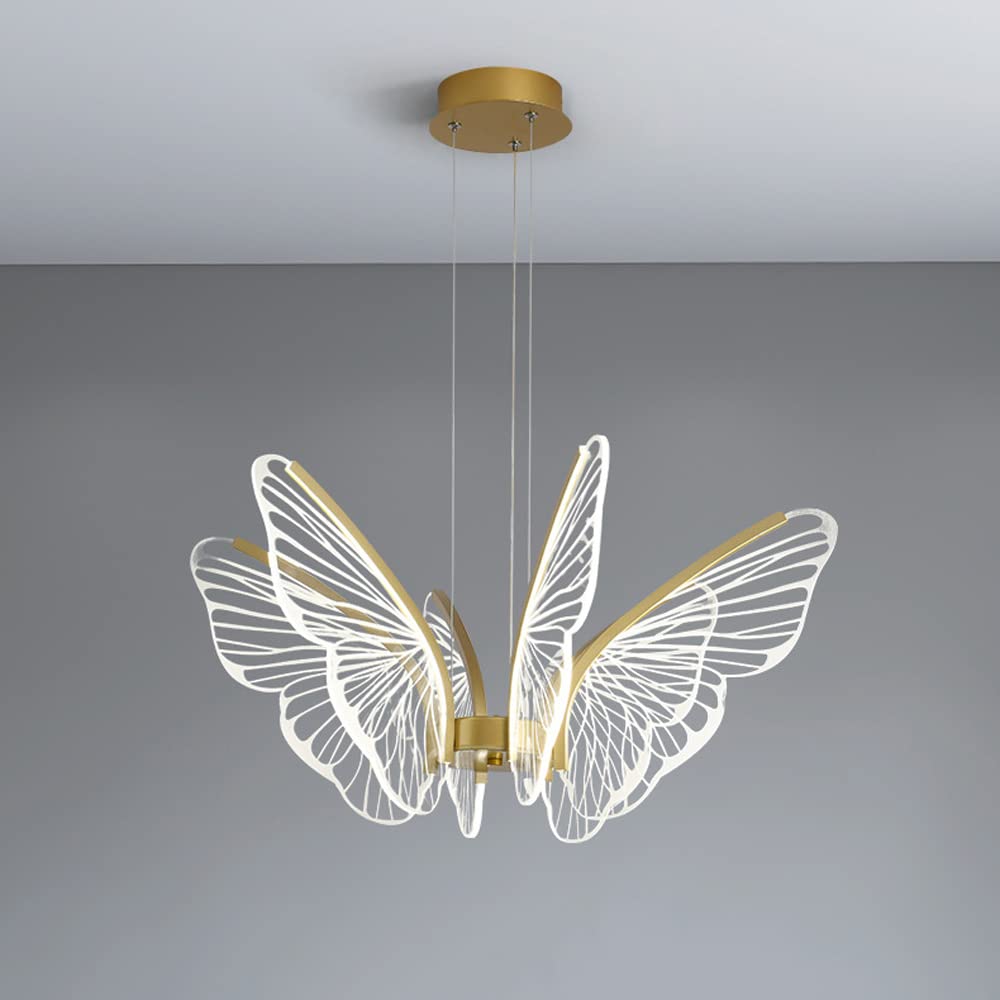 DAPERCI Modern Butterfly LED Chandelier Light - Dimmable Luxury Ceiling Fixture for Dining Room, Bedroom & Living Room - Elegant Acrylic Pendant Lighting for Home Decor & Wedding Events