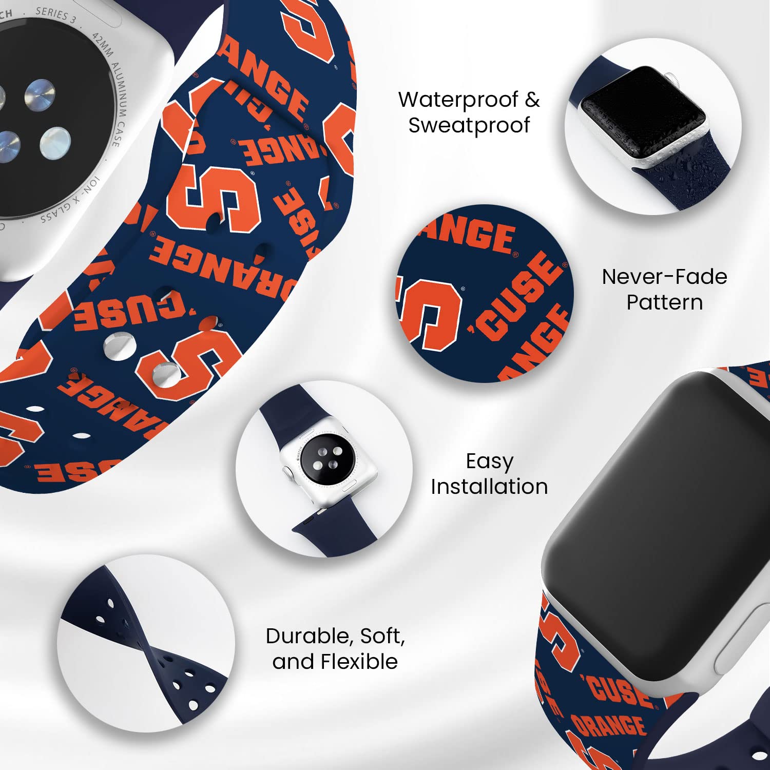 Syracuse Orange HD Affinity Bands for Apple Watch - Durable & Stylish Replacement Strap for Workouts, Sports & Everyday Use