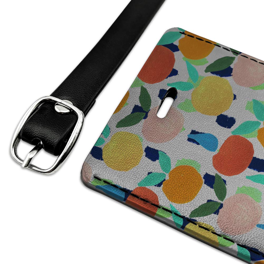 Vibrant Citrus Tropical Fruits Design Leather Luggage Tag - Durable Rectangle ID Card Holder for Travel Bags, Suitcases & Backpacks - Perfect for Vacation, Business Trips & Personalized Identification