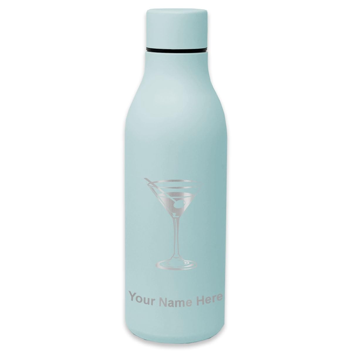 Personalized Stainless Steel Martini Glass Water Bottle - Double Wall Insulated, Engraved Name Gift for Cocktails, Parties & Outdoor Adventures