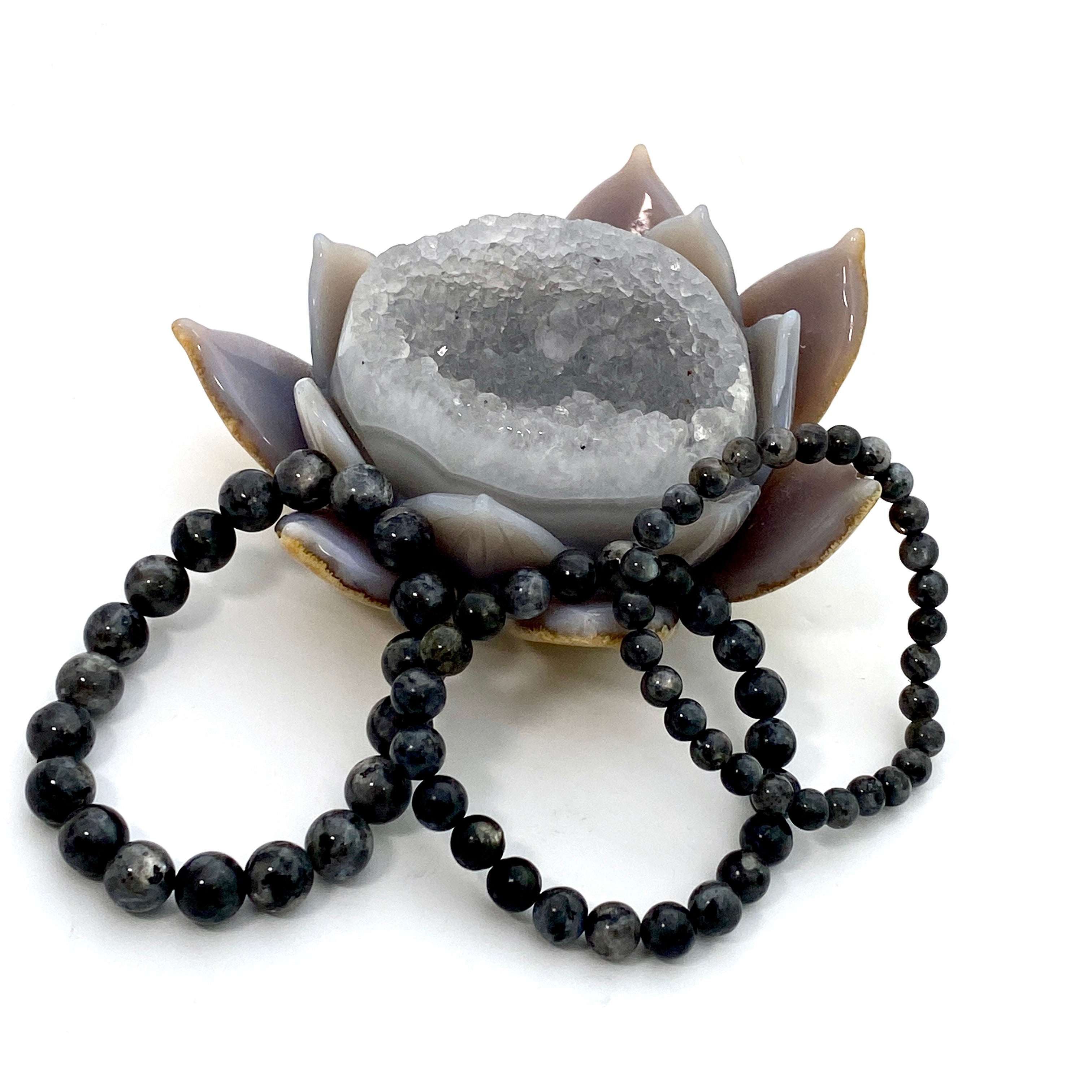 Larvikite Stone Bracelet for Women - Natural Healing Crystal Jewelry for Stress Relief & Positive Energy - Perfect for Meditation, Yoga & Spiritual Gifts
