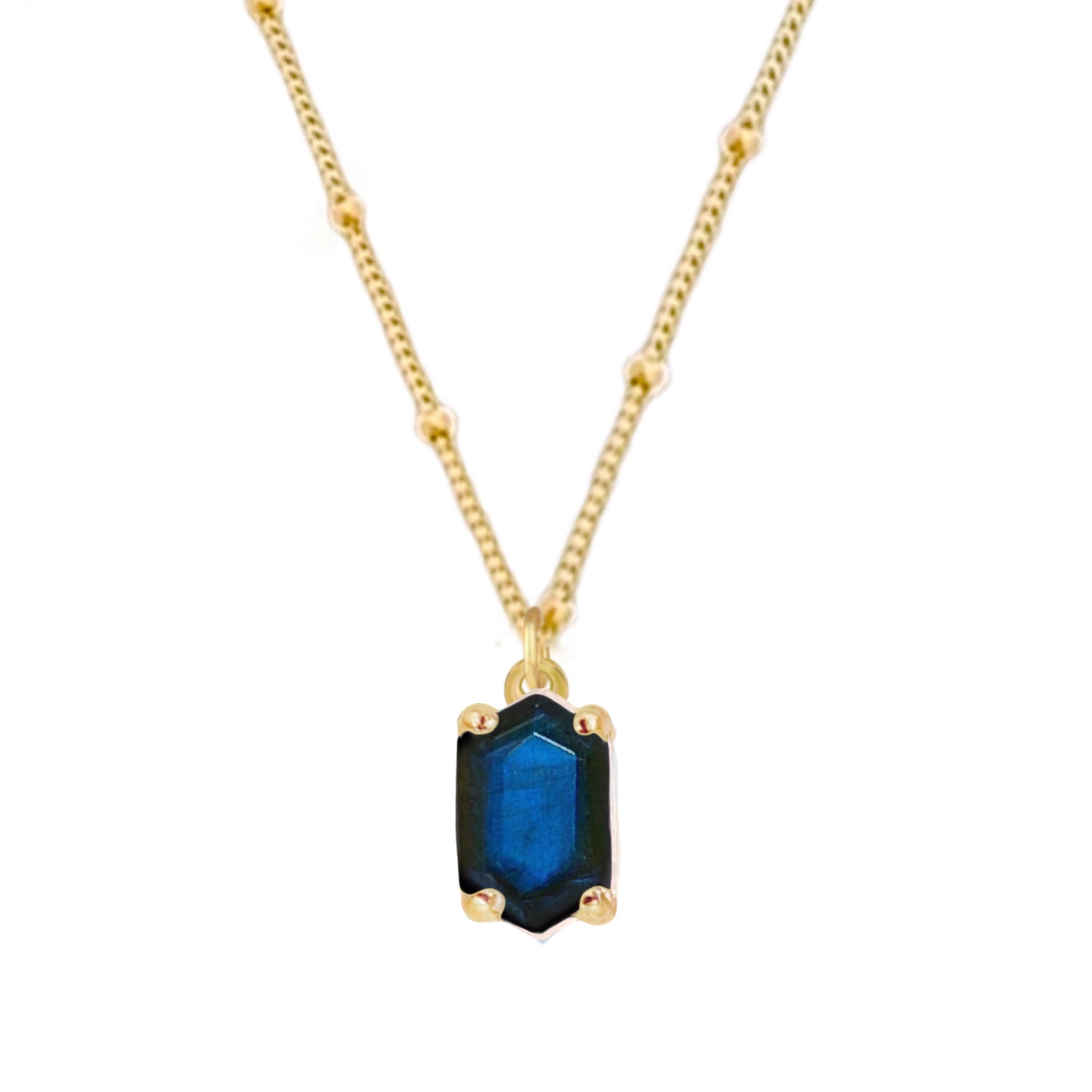 Laihas Mini Hex Crystal Gold Labradorite Necklace – Dainty Gold Plated Labradorite Pendant for Women | Perfect for Everyday Wear, Gifts & Spiritual Healing