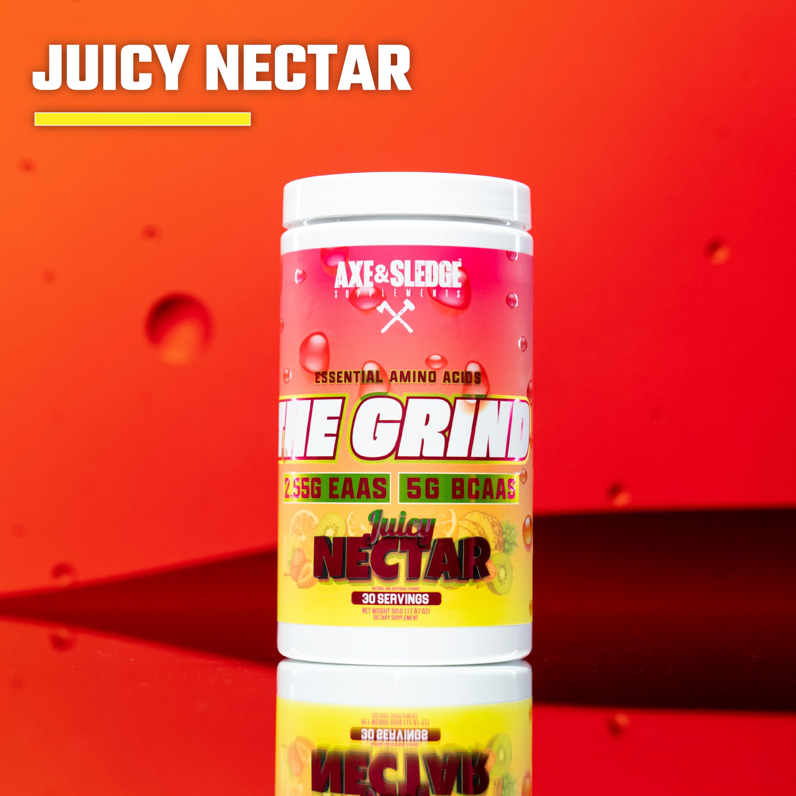 Premium The Grind Essential Amino Acids (EAAs) & BCAA Supplement - 30 Servings, Juicy Nectar Flavor | Muscle Recovery & Workout Performance Booster for Athletes & Fitness Enthusiasts