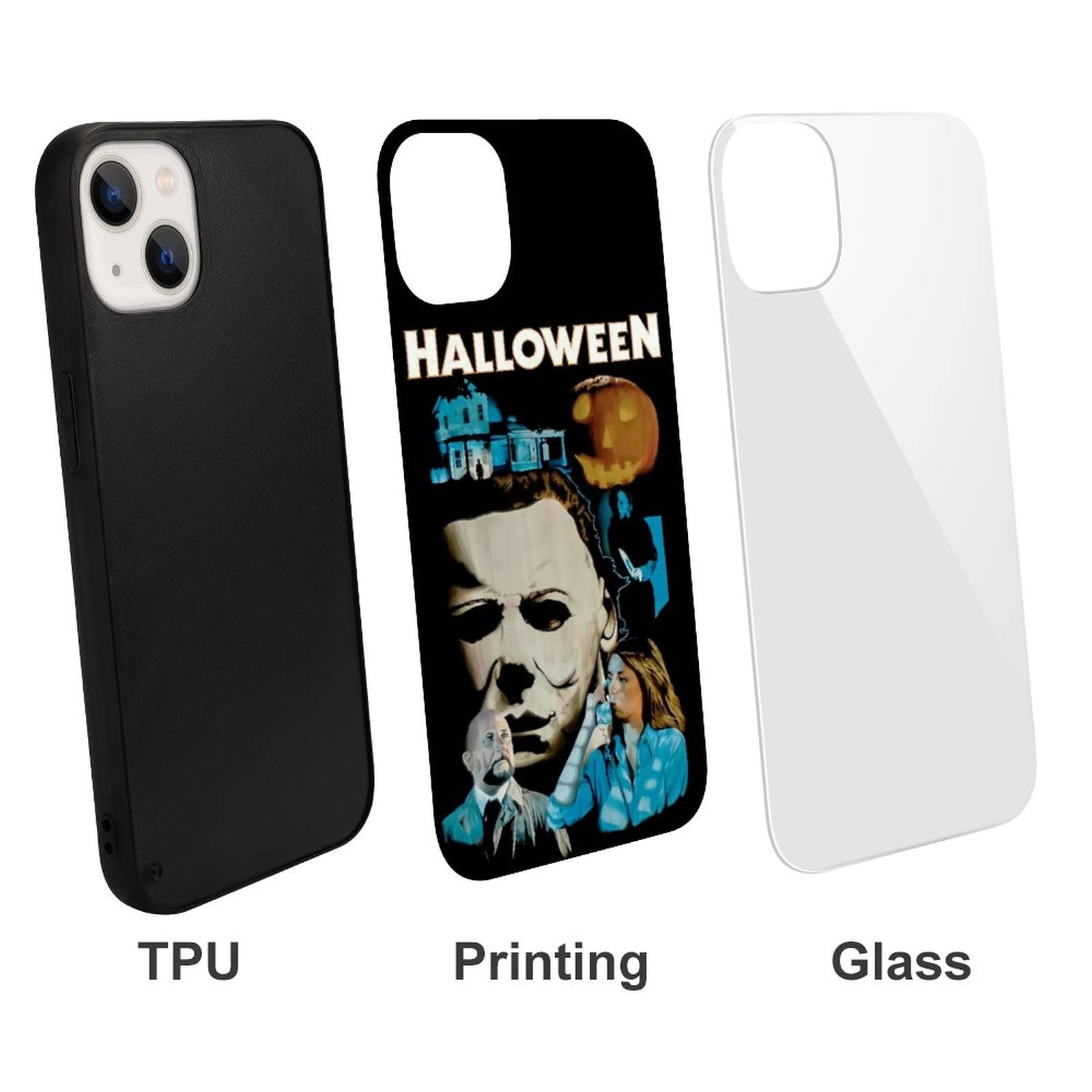 Premium Glass Case for iPhone 13 - Full Body Protection with Halloween Michael Myers Design - Shockproof Drop Protection - Perfect for Halloween Parties, Cosplay Events & Horror Movie Fans
