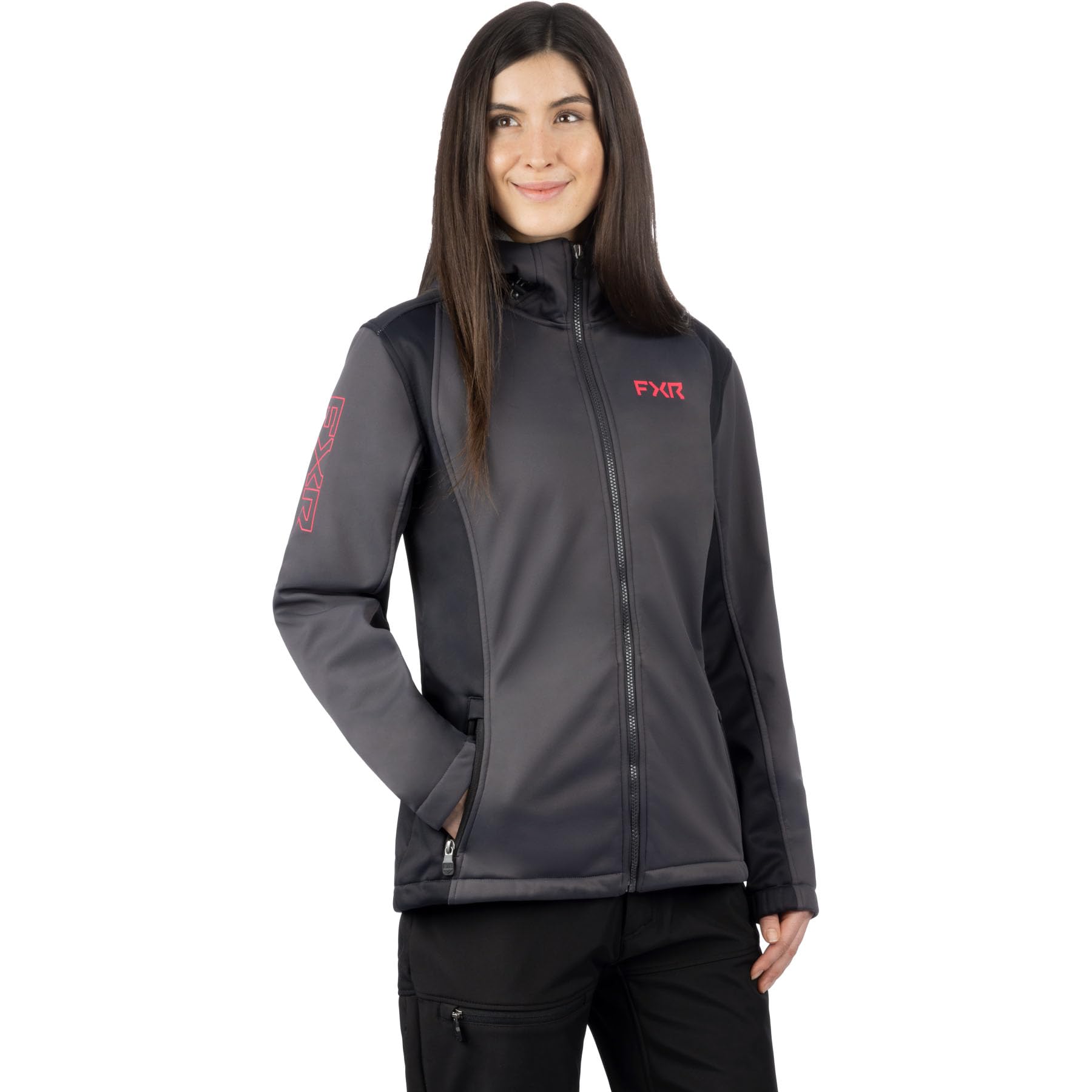 FXR Women's Pulse Softshell Jacket 2025 - Windproof & Water-Resistant Winter Jacket (Asphalt/Razz, 3X-Large) - Perfect for Skiing, Snowboarding & Outdoor Adventures