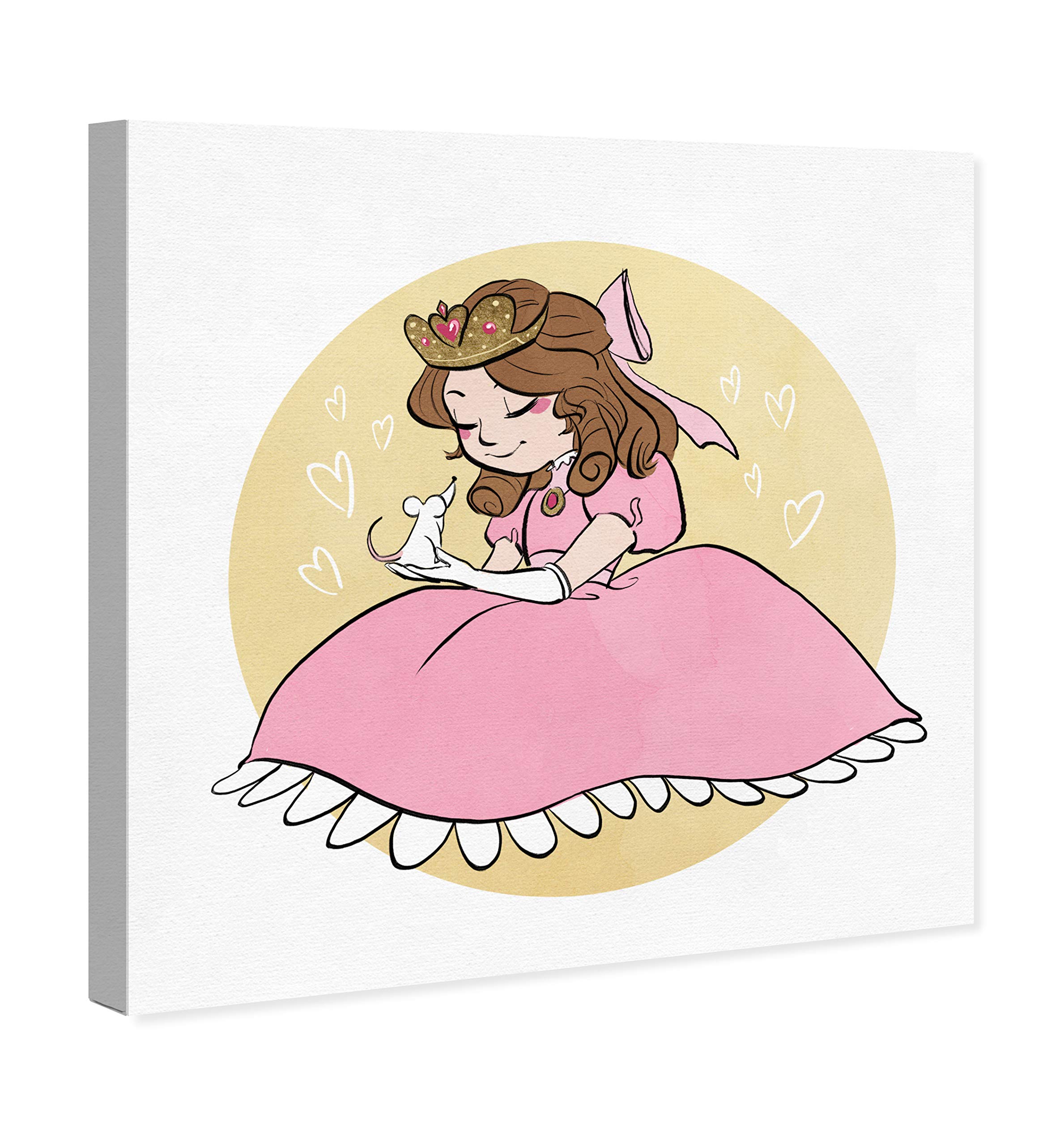 Precious Princess Fantasy Wall Art Canvas Print - 12x12 Inch Pink & Yellow Home Decor by Oliver Gal Artist Co. - Perfect for Nursery, Bedroom & Kids Room Decor