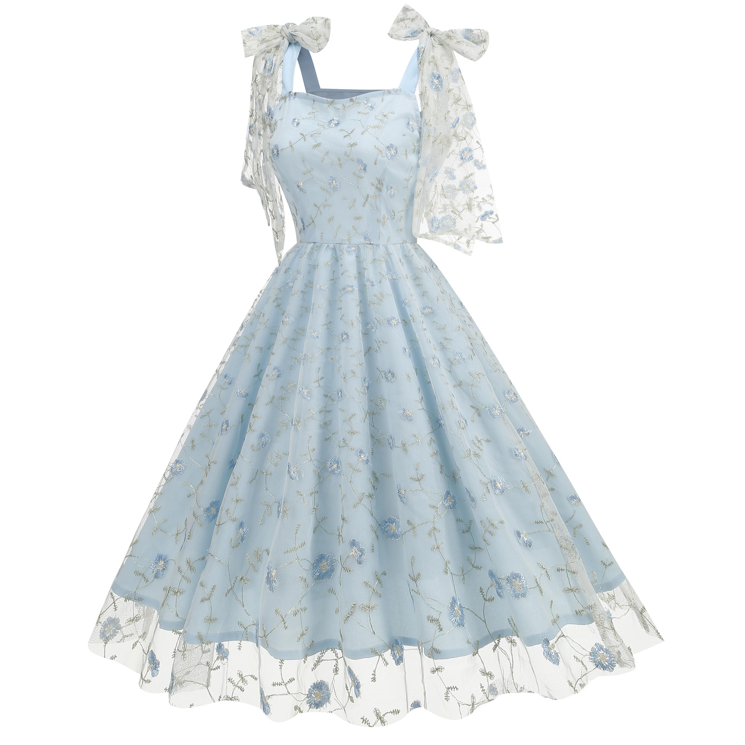 Elegant Women's Tie Strap Tulle Prom Dress with Sweetheart Neckline & Floral Embroidery | Short Formal Party Gown for Homecoming, Prom Night, Cocktail Events & Special Occasions