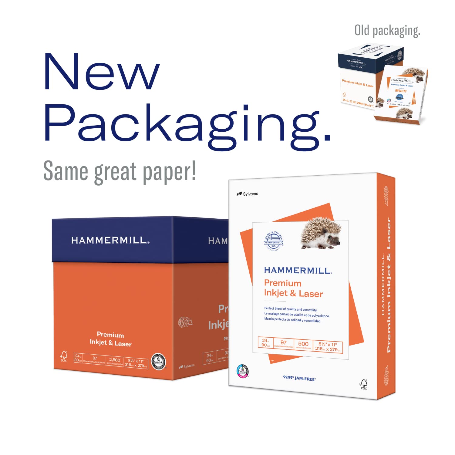 Hammermill Premium 24lb Printer Paper - 8.5 x 11 Inches, 500 Sheets/Ream - 97 Bright White for Laser & Inkjet Printers | Made in USA | Ideal for Office Documents, School Projects & Professional Printing