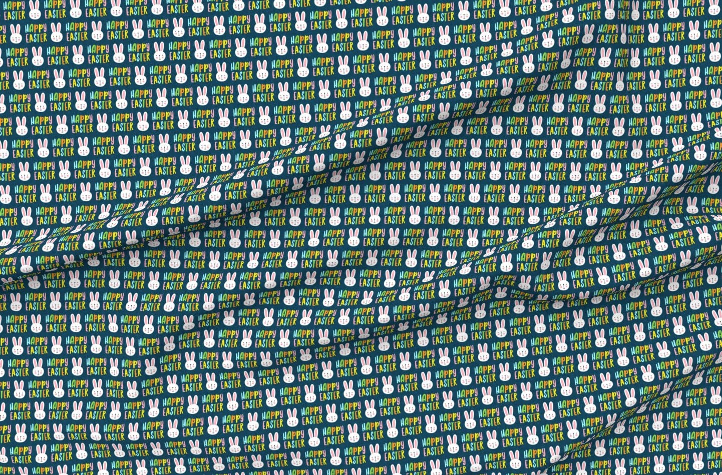 Happy Easter Bunny Multi Blue Rabbit Spring Bunnies Carrot Printed Minky Fabric Fat Quarter - Soft Plush Material for Sewing Baby Blankets, Quilt Backing & DIY Crafts - Perfect for Easter Decorations, Nursery Projects & Seasonal Home Decor