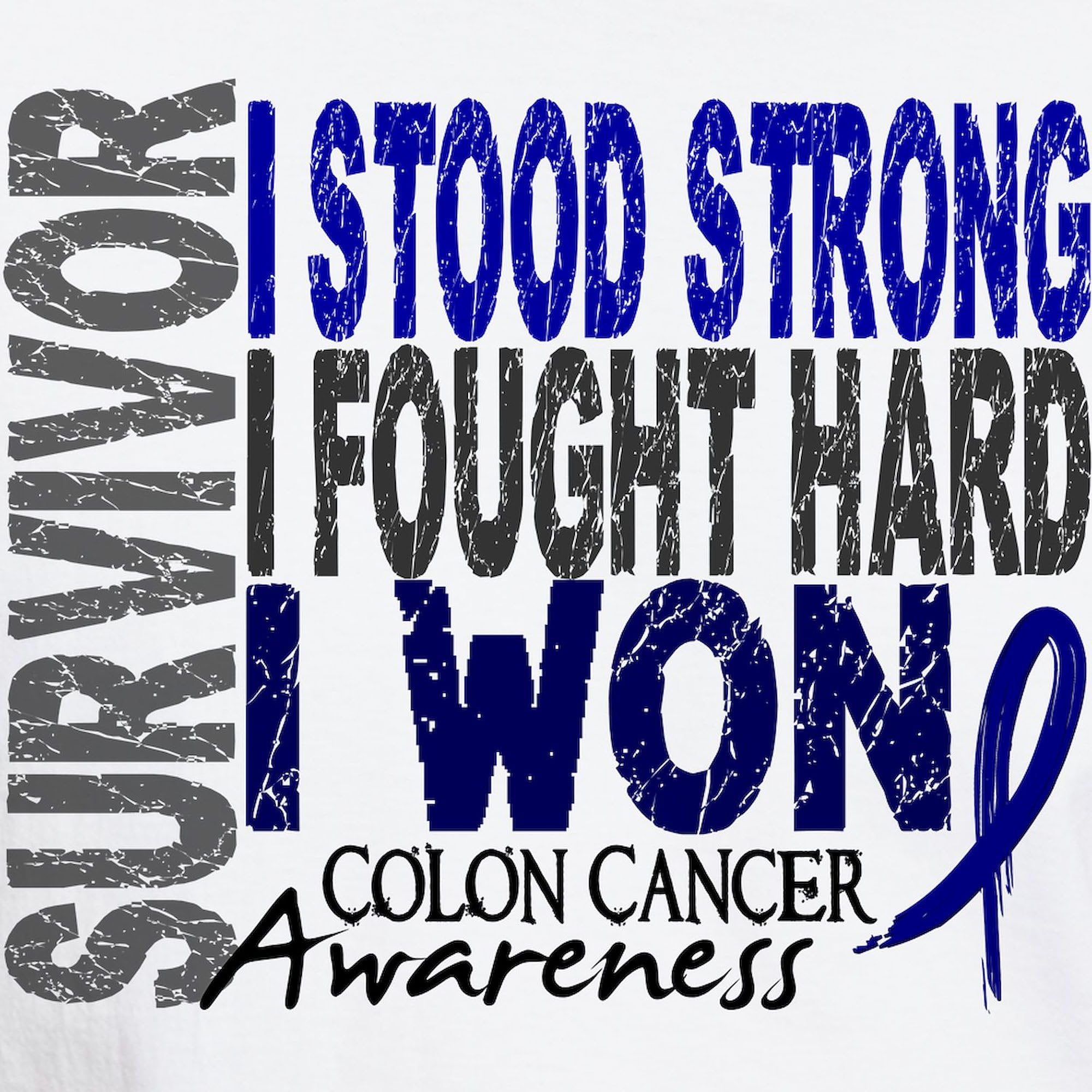 Survivor 4 Colon Cancer Awareness T-Shirt for Men - 100% Cotton White Graphic Tee - Support Cancer Fighters - Perfect for Fundraisers, Awareness Events & Daily Wear