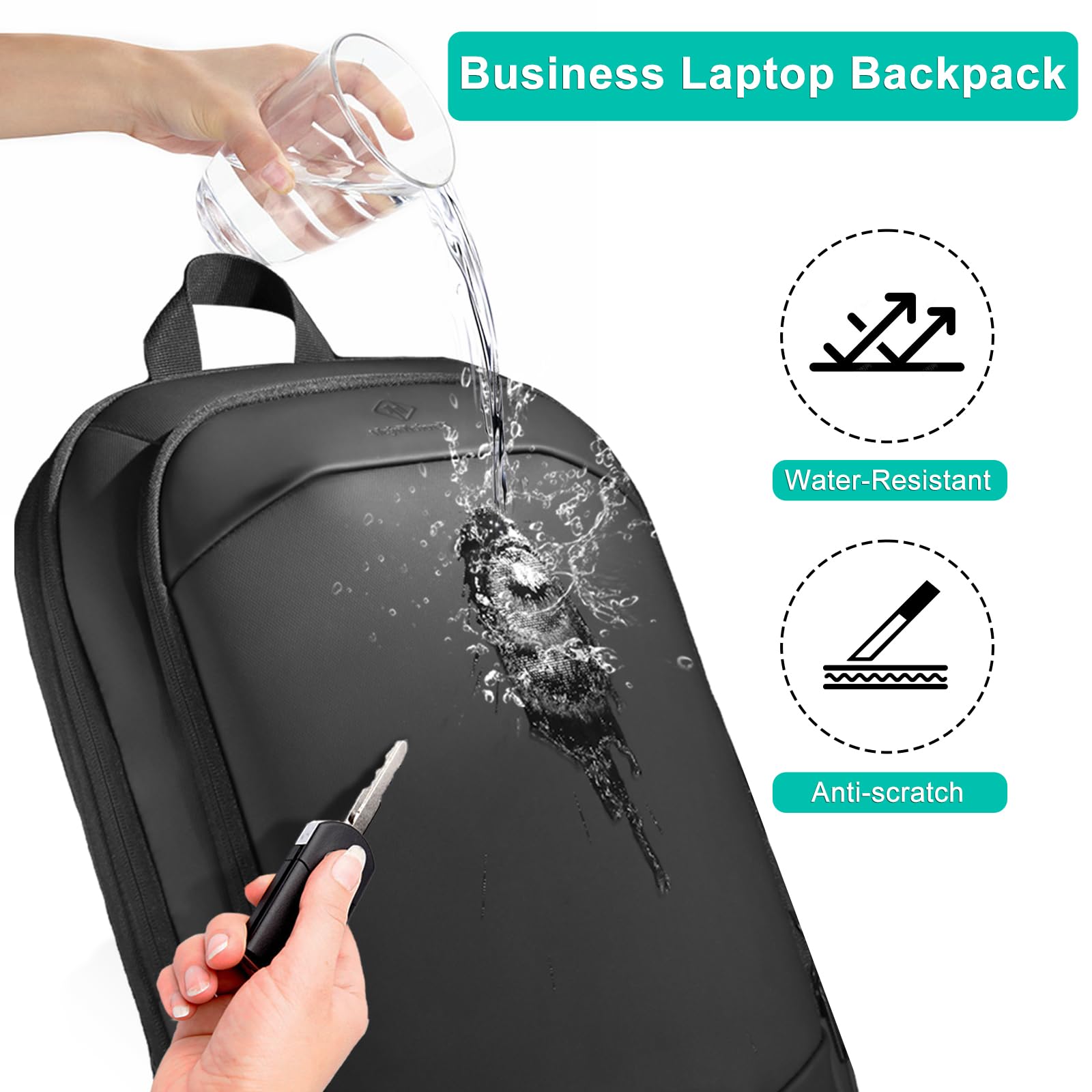 17 Inch Slim Expandable Waterproof Laptop Backpack for Men & Women - USB Charger Port, Anti-Theft Design, Lightweight Business Travel Computer Bag - Perfect for Work, College, Commuting & Daily Use