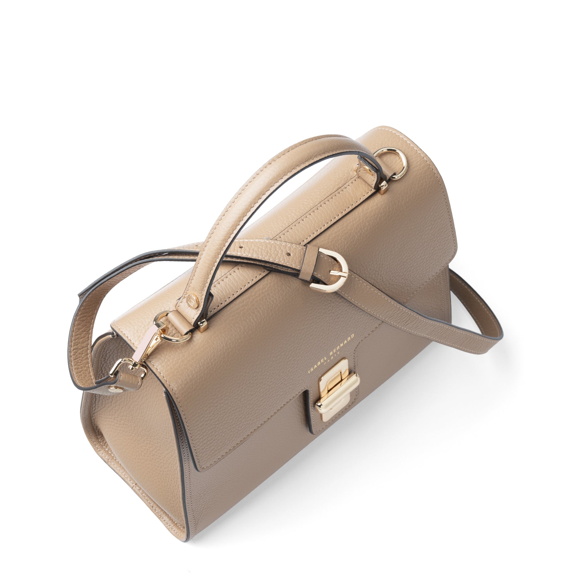 Femme Forte Simone Midi Handbag - Genuine Beige Calfskin Leather Crossbody Purse for Women | Perfect for Work, Travel & Everyday Use
