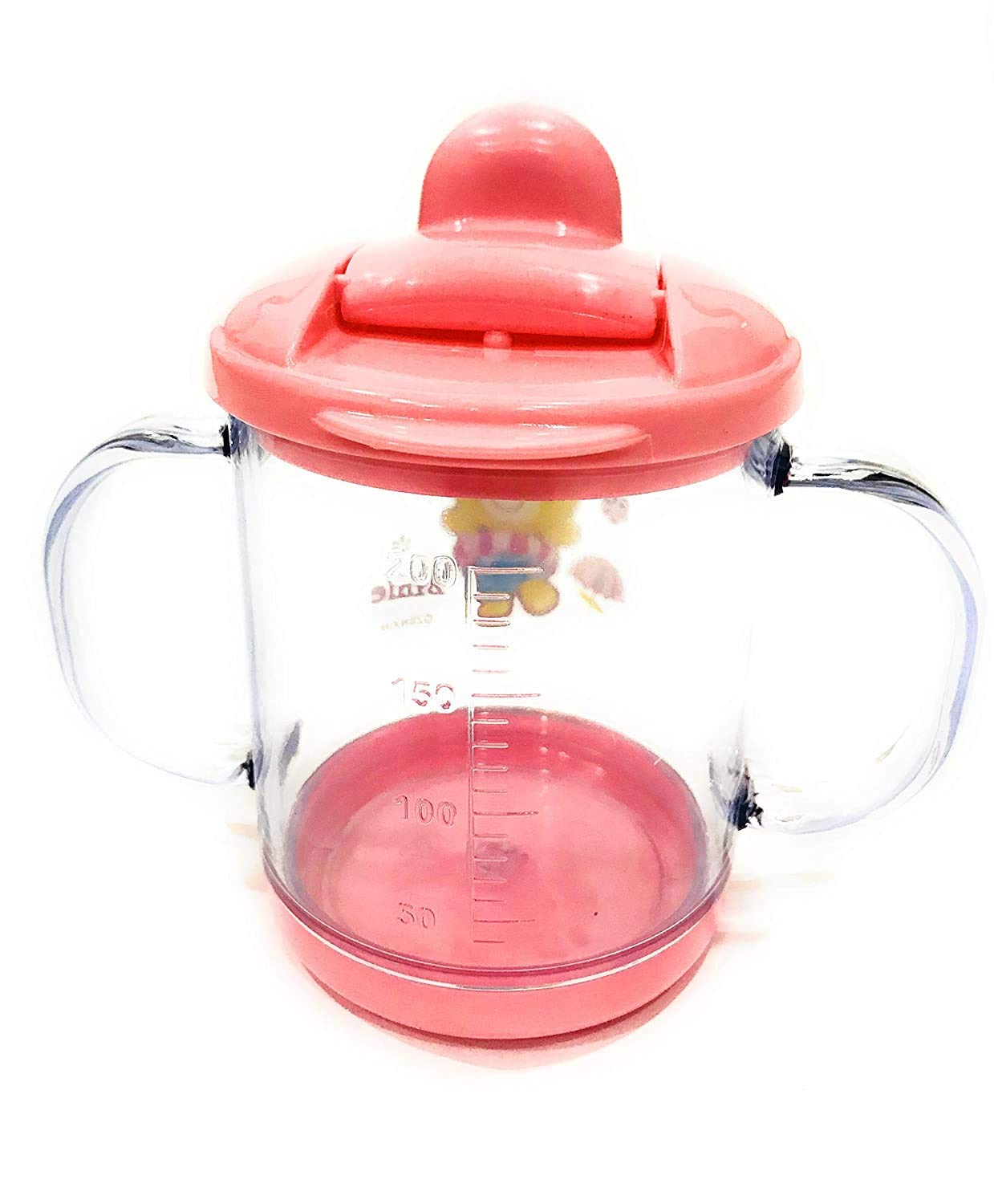 NEPEE BPA-Free Glass Baby Sippy Cup with Spout - 200ml (Pink) | Leak-Proof & Easy-Grip for Toddlers | Ideal for Juice, Milk & Water at Home or On-the-Go