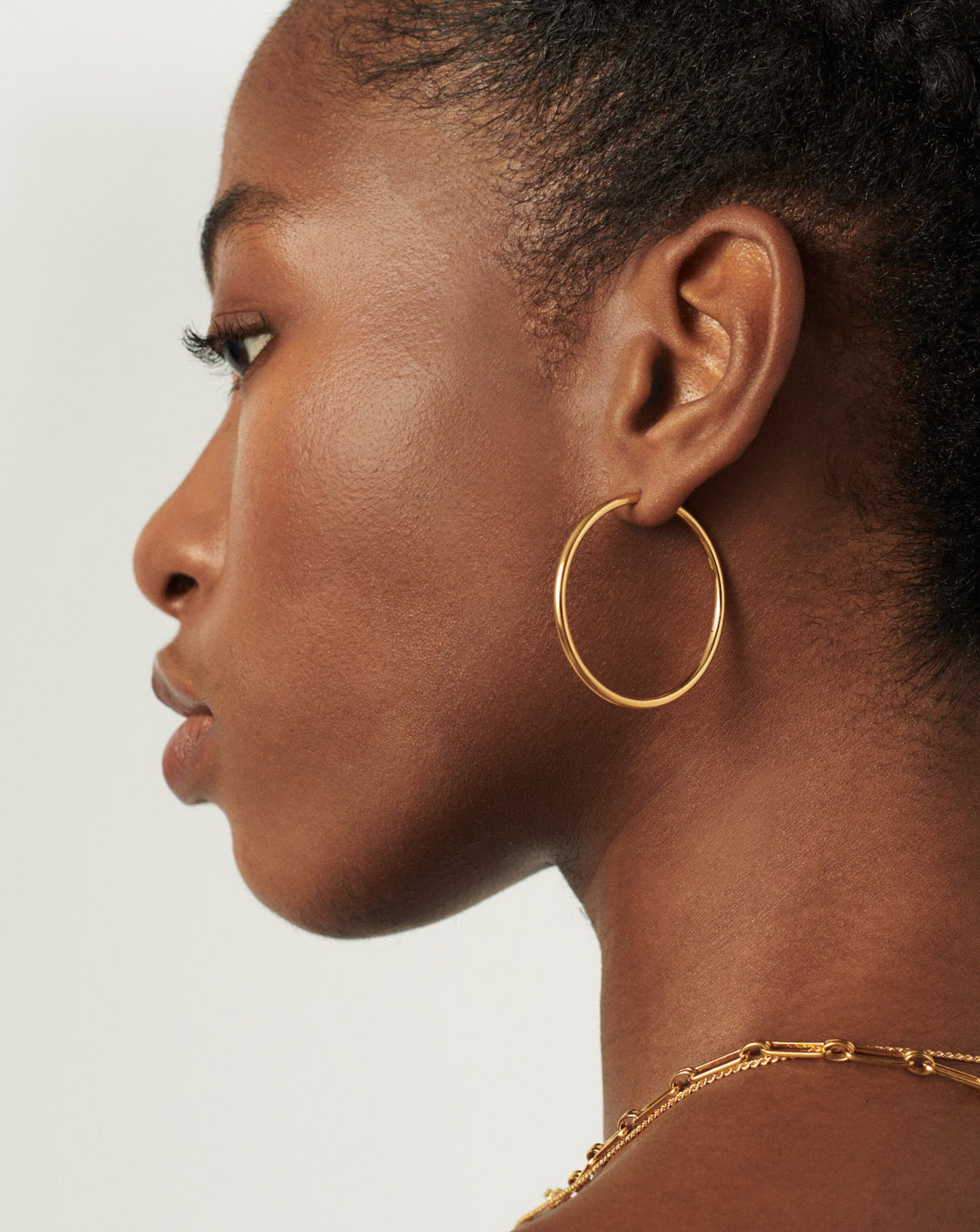18k Gold Vermeil Classic Large Hoop Earrings for Women - Trendy Statement Jewelry for Parties, Weddings & Everyday Wear