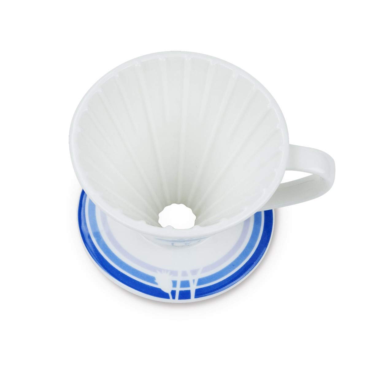 BLUE BREW Ceramic Pour Over Coffee Dripper - Size 02 Cone Coffee Maker for 1-4 Cups | Manual Brewing System | Dishwasher Safe | Perfect for Home, Office, Travel & Camping | Slow Drip Coffee Accessories (BB1002) | Ideal for Specialty Coffee Lovers & Baristas