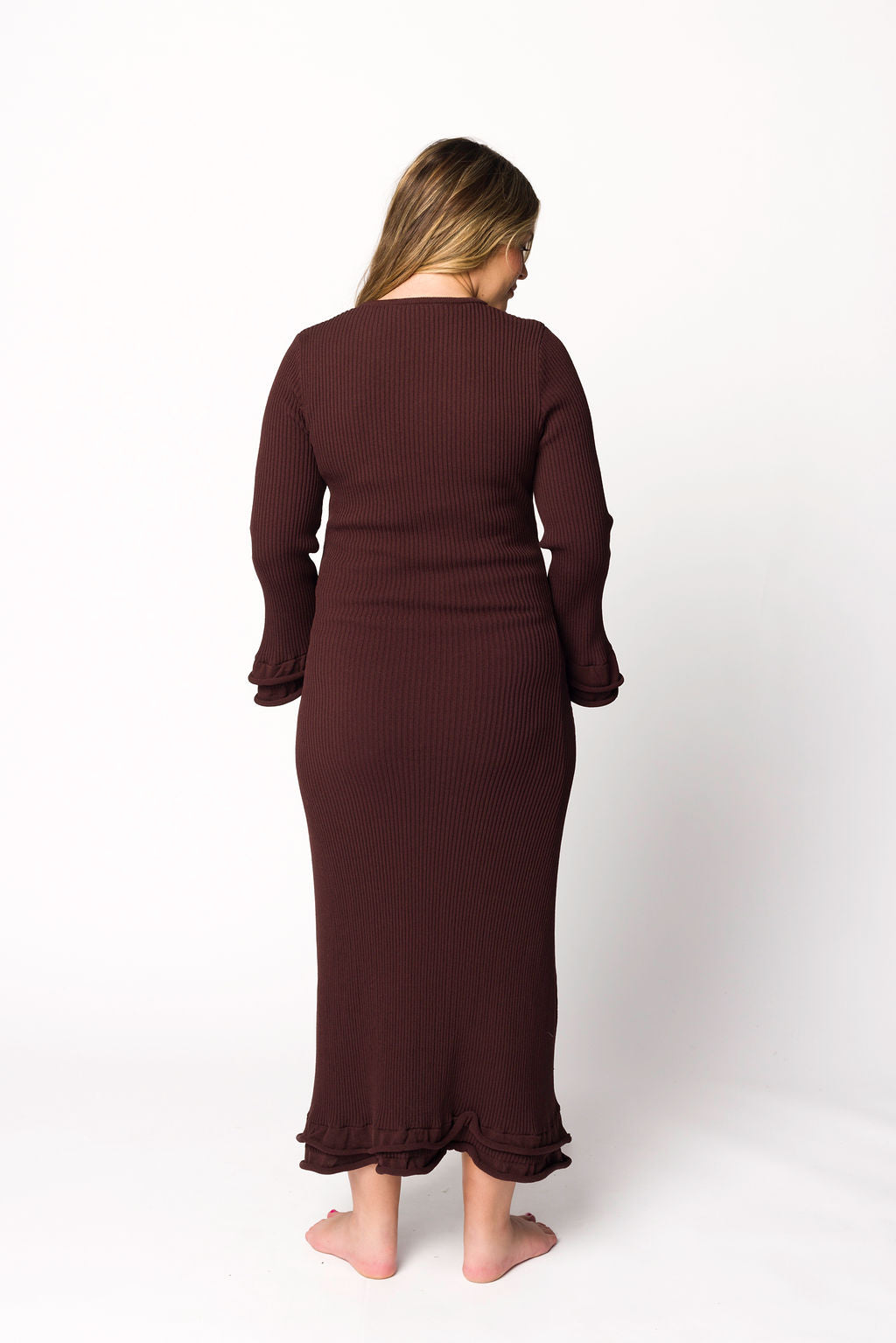 Arlet Maternity Dress in Brown - Bump Friendly & Comfortable for Pregnancy | Perfect for Casual Outings, Baby Showers & Maternity Photos