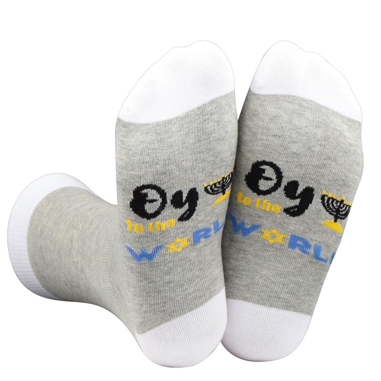 Funny Jewish Hanukkah Socks - Oy to The World Holiday Gifts for Men & Women - Perfect for Chanukah, Christmas & Winter Celebrations