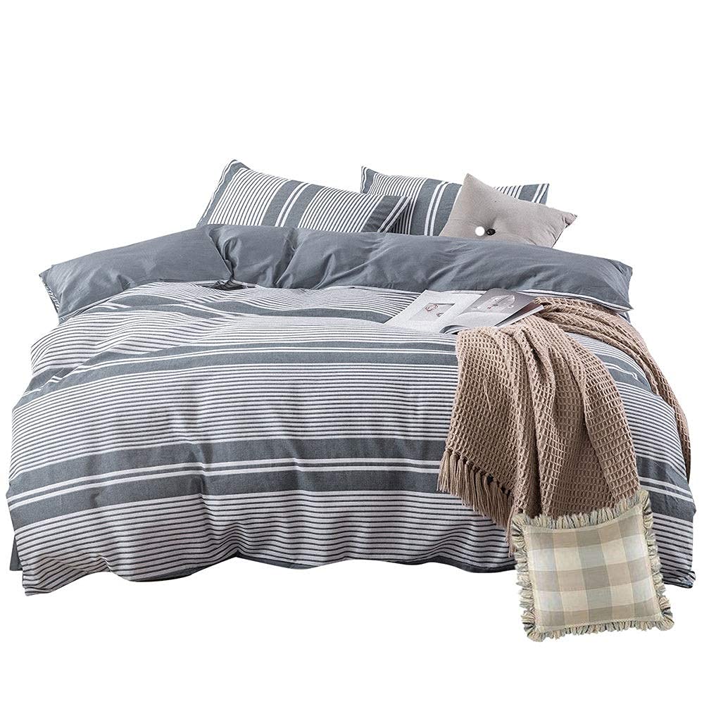 Luxury 100% Cotton Bedding Set - Queen Size Duvet Cover, Pillowcases & Fitted Sheet - Eco-Friendly Printed Bed Linens for Master Bedroom & Guest Room Decor