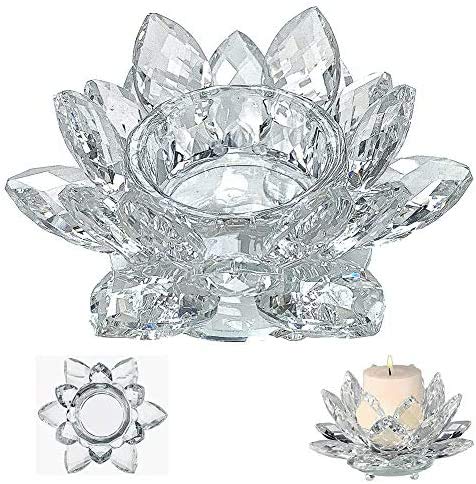 Crystal Tea Light Candle Holders - Elegant Lotus Tealight Candle Holders for Wedding, Party, Votive & Home Decor - Perfect for Altar, Windowsill, Table Centerpiece & Romantic Ambiance