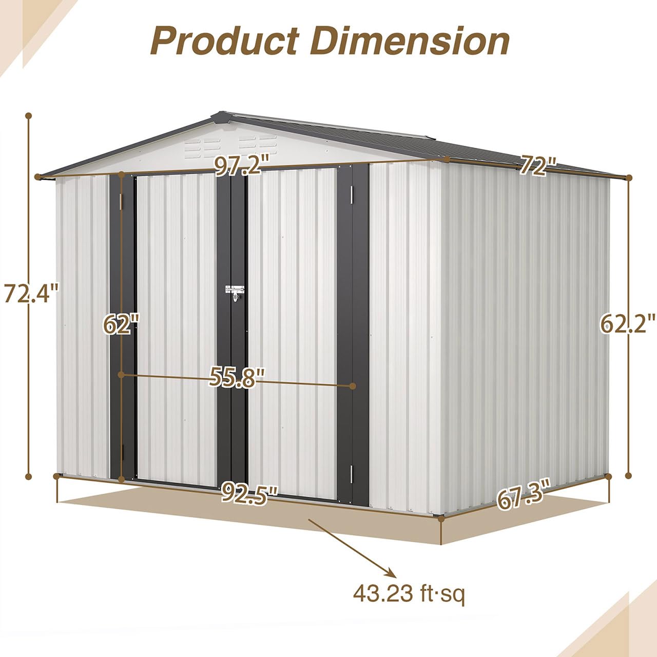 8x6 FT Outdoor Storage Shed - Heavy Duty Metal Garden Shed with Lockable Door for Lawn Tools, Watering Cans, Shovels & Rakes | Perfect for Backyard, Patio & Garage Organization