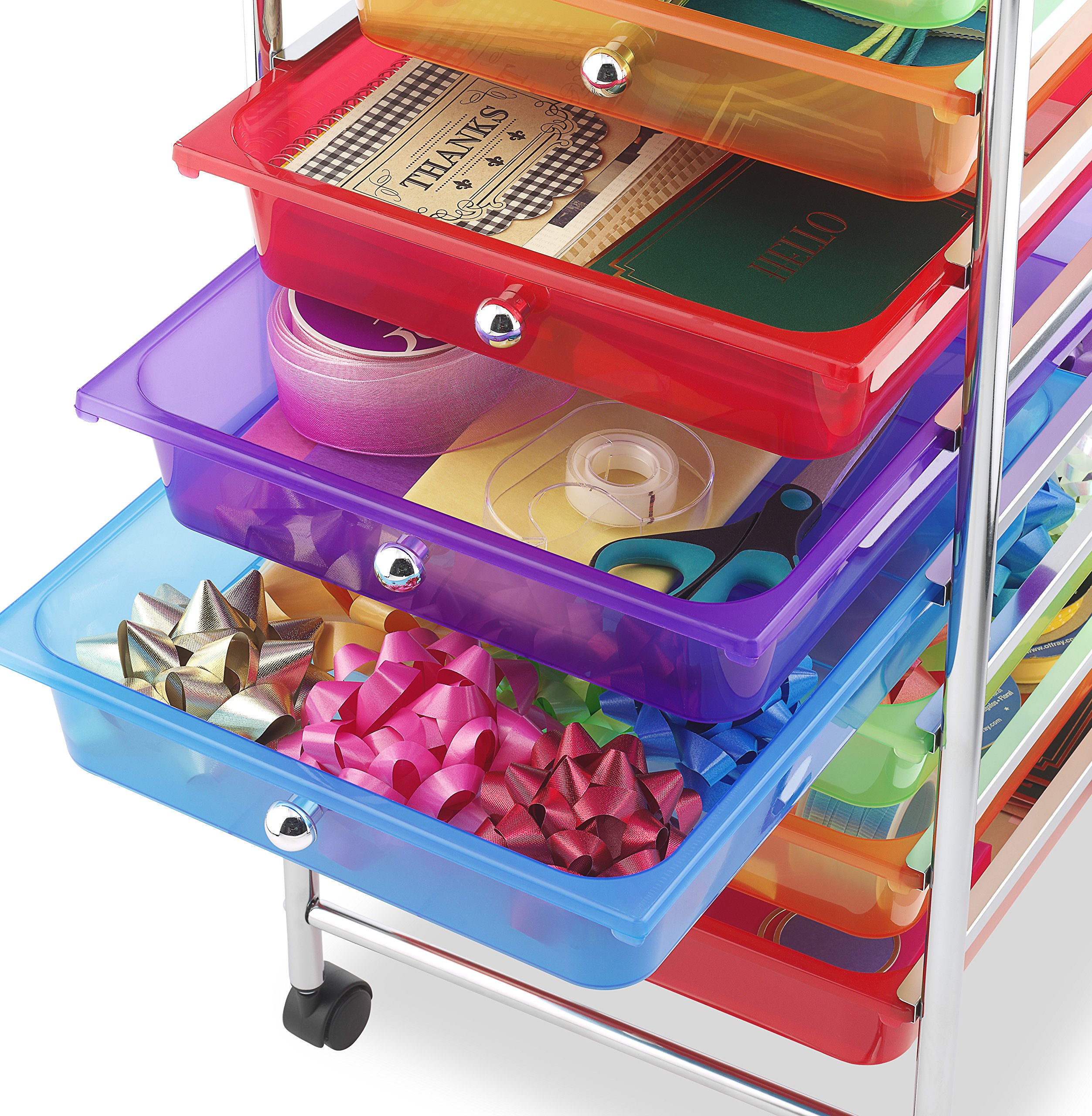 Whitmor 10-Drawer Rolling Craft Organizer Cart - Chrome Finish, 15.25