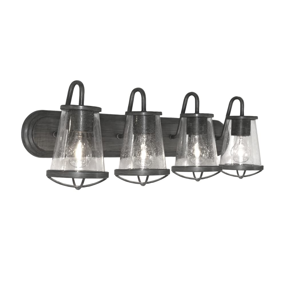 Designers Fountain 87004-WI 30 Inch Darby 4-Light Bathroom Vanity Light Fixture in Weathered Iron Finish - Perfect for Modern Farmhouse, Rustic, or Industrial Style Bathrooms