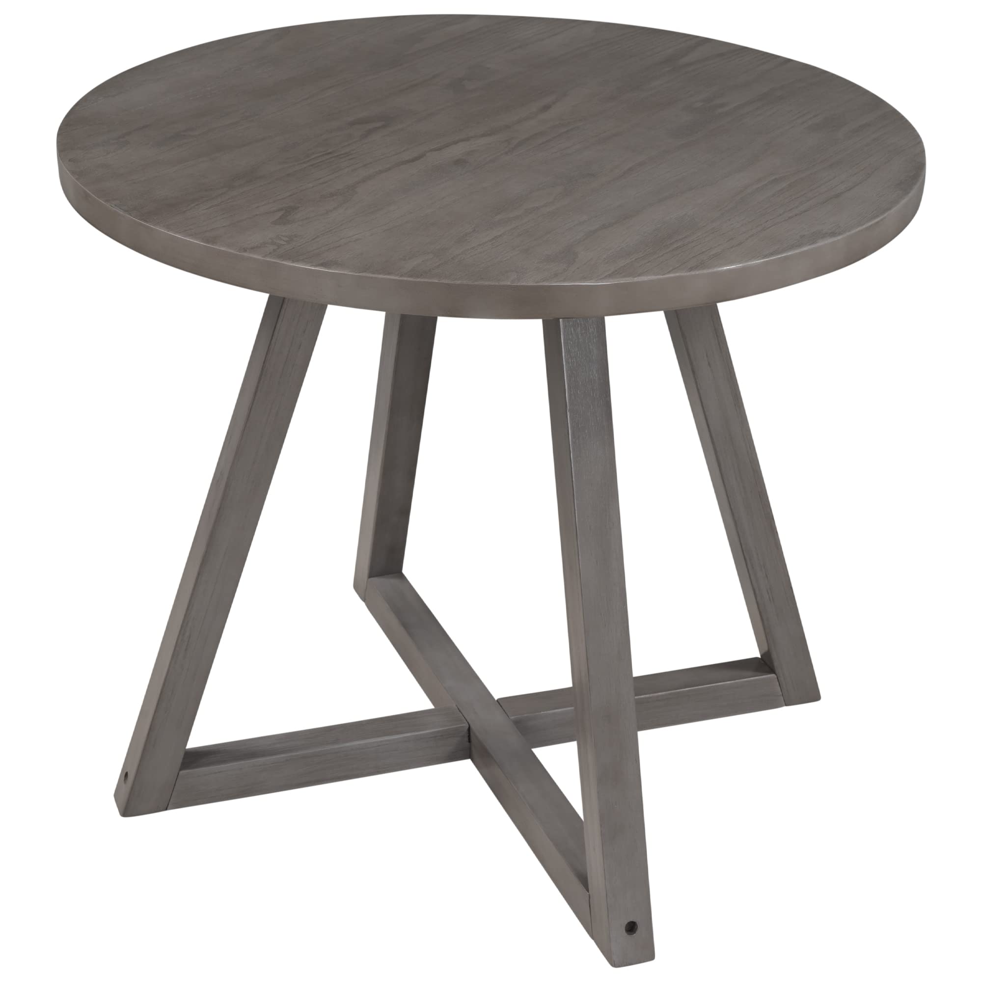 Mid-Century Modern 5-Piece Dining Table Set - Round X-Shape Wood Kitchen Table with 4 Upholstered Chairs, Compact Size for Small Spaces (18.2