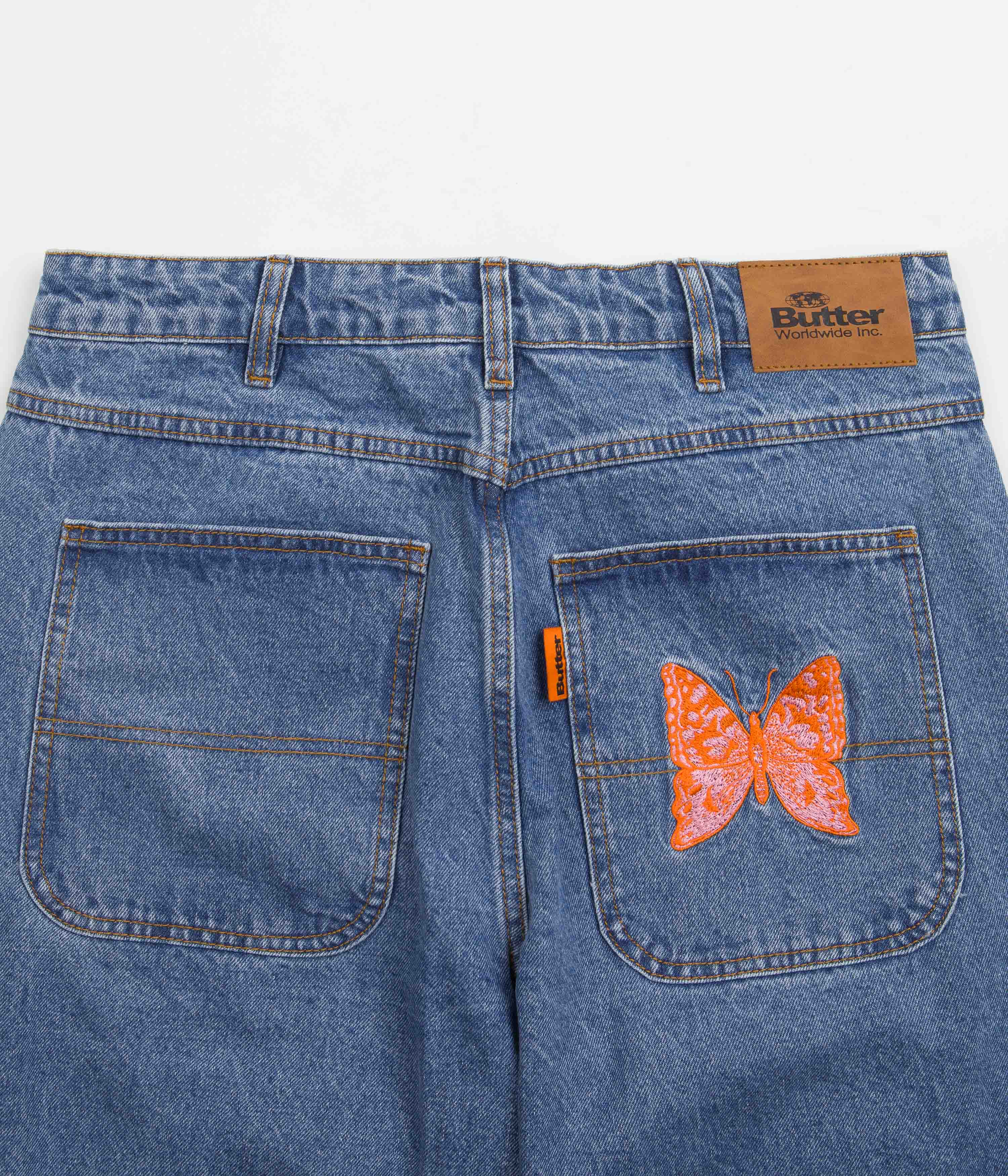 Butter Goods Butterfly Jeans - Washed Indigo Denim Pants for Women | Vintage Style High Waisted Jeans for Casual Wear and Street Fashion