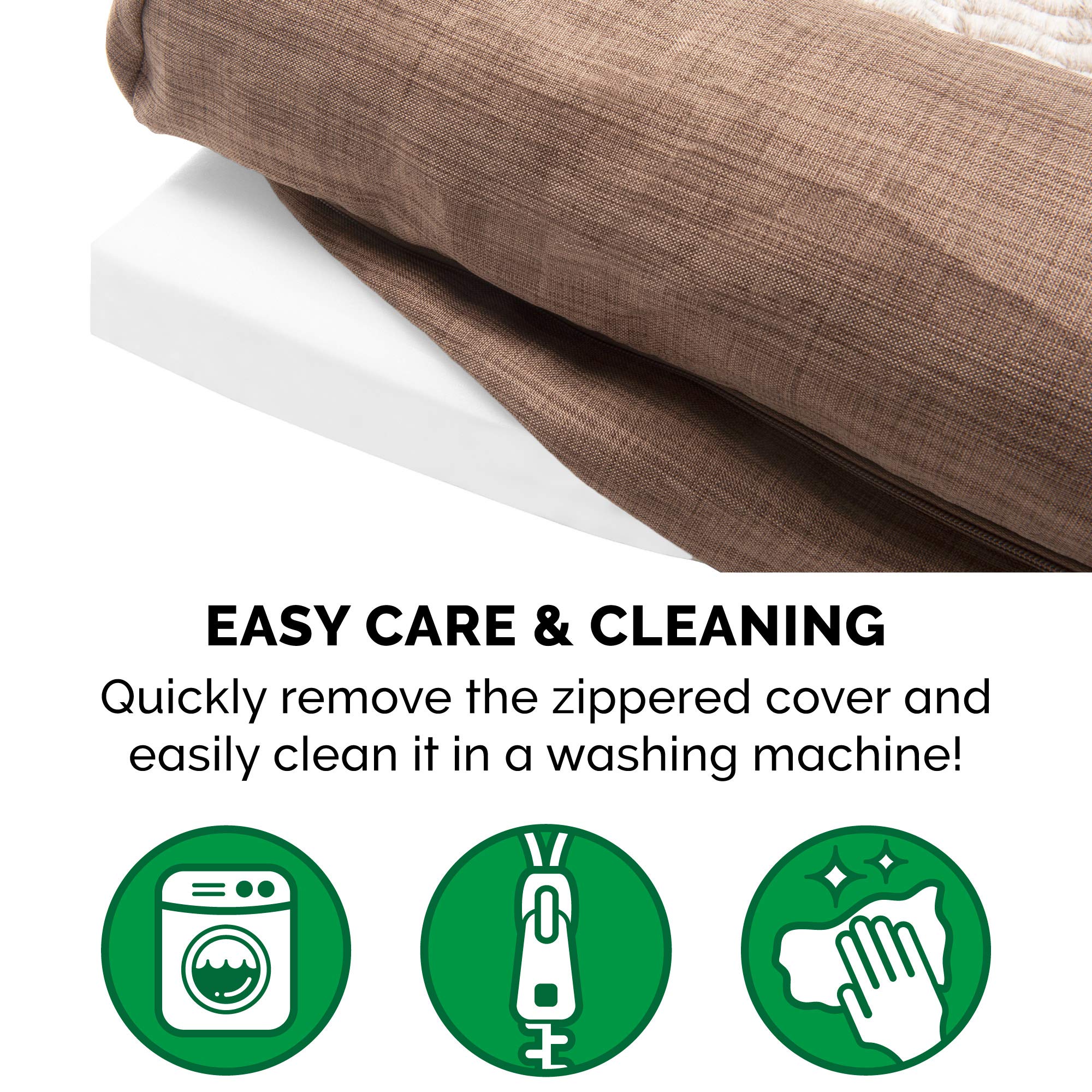 **Furhaven Orthopedic Dog Bed for Large Dogs - XXL Washable Sofa Bed with Removable Bolsters & Luxe Faux Fur Cover - Supports Up to 125 lbs - Woodsmoke Color - Perfect for Living Room, Bedroom & Pet-Friendly Spaces**