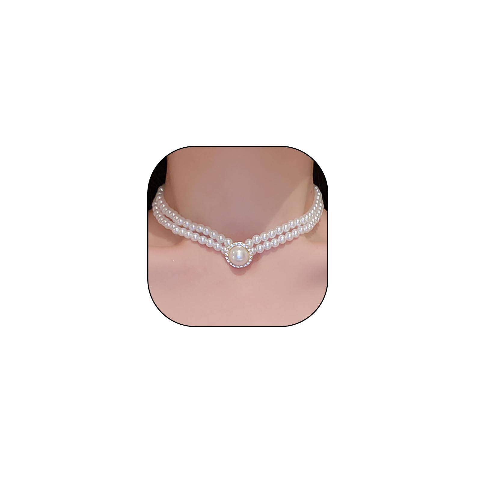 Elegant Short Pearl Choker Necklace for Women - Layered Court Palace Style Jewelry for Prom, Party, Theatre Performances & Costume Accessories | Perfect for Formal Events, Vintage Outfits & Special Occasions