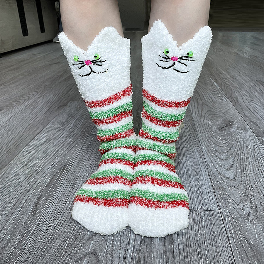3D Funny Cartoon Non-Slip Floor Socks - Cozy Christmas Home Slippers for Kids & Adults - Perfect for Holiday Gifts, Winter Indoor Comfort & Family Gatherings