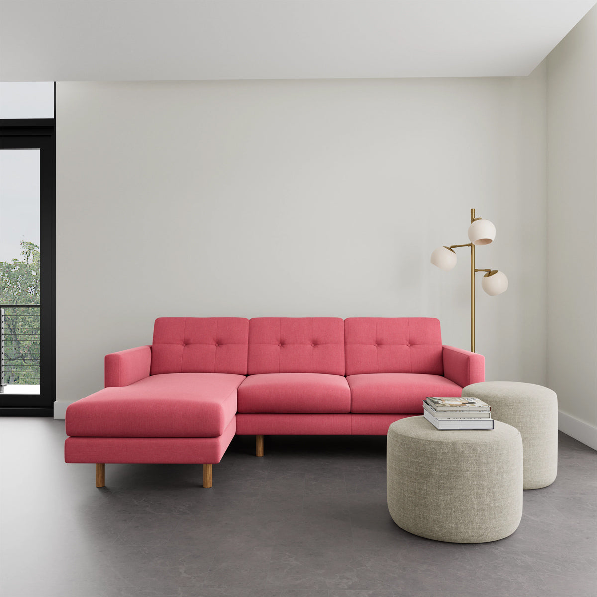 Conrad Fabric Left Chaise Sofa - Modern L-Shaped Sectional Couch with Reversible Chaise Lounge for Living Room, Apartment & Home Theater Comfortable Seating