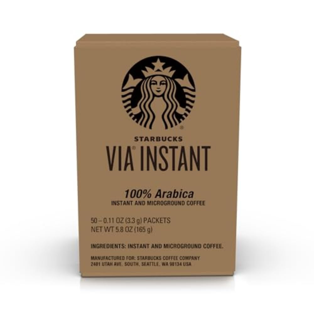 Starbucks VIA Instant Dark Roast Italian Coffee - 100% Arabica, 50 Single-Serve Packets | Perfect for Office, Travel & Camping