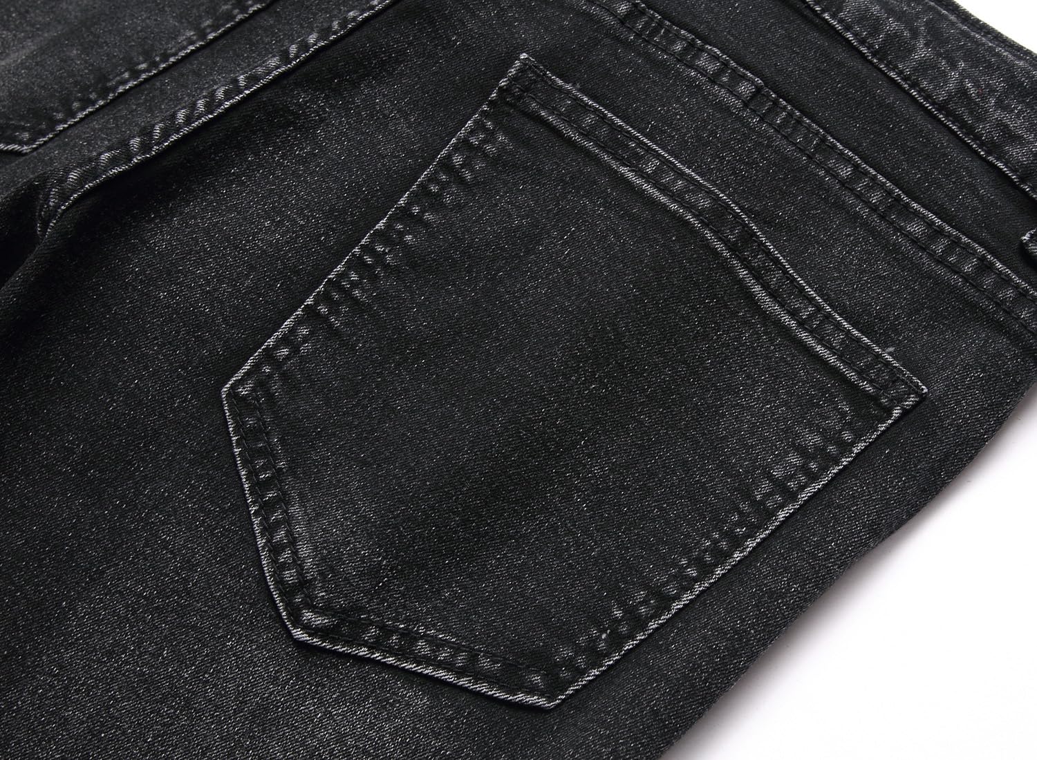 Men's Slim Fit Stretch Jeans - Ripped Distressed Straight Leg Black Denim Pants for Casual Wear & Street Style | Comfortable Everyday Fashion Jeans