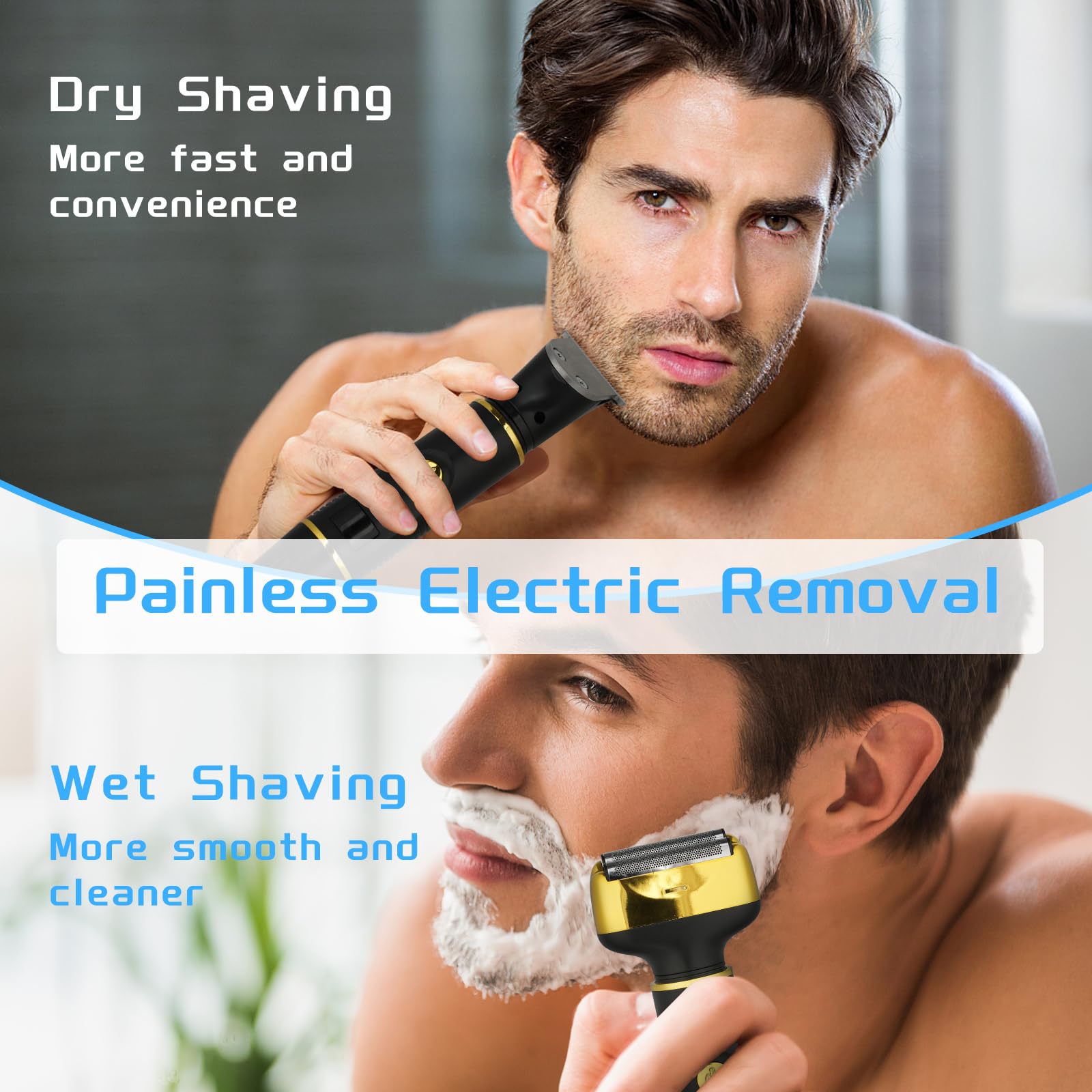 Premium 3-in-1 Electric Razor for Men & Women - Cordless Rechargeable Foil Shaver with LED Display, Painless Hair Removal for Face, Nose & Ears - Waterproof Wet/Dry Use - Ideal for Travel, Gym & Daily Grooming (Black)
