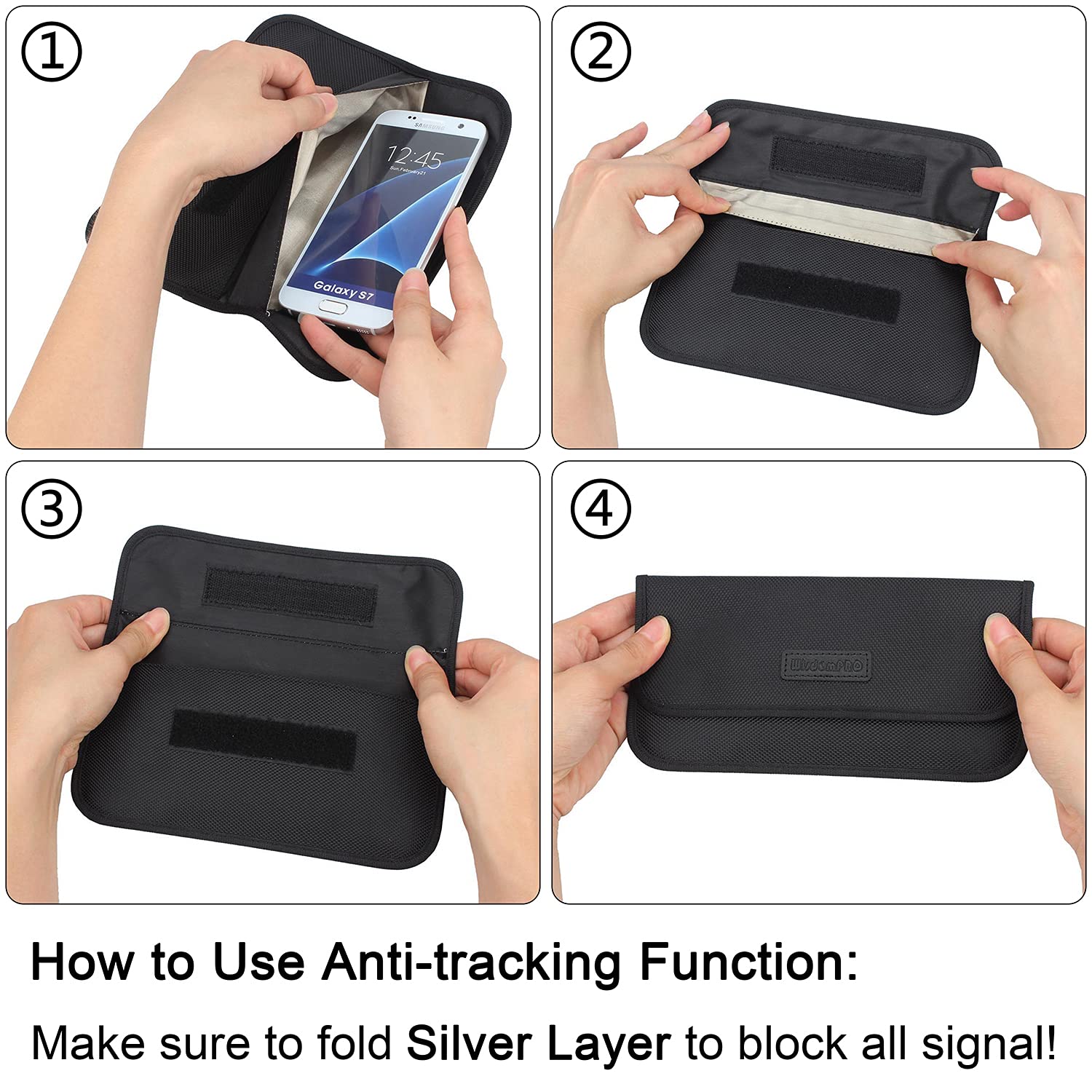 Wisdompro 2 Pack Faraday Bag for Phone & Keys - RFID Signal Blocking Pouch, Anti-Tracking Case for Privacy Protection (Black) | Perfect for Travel, Security, and Anti-Spying Use