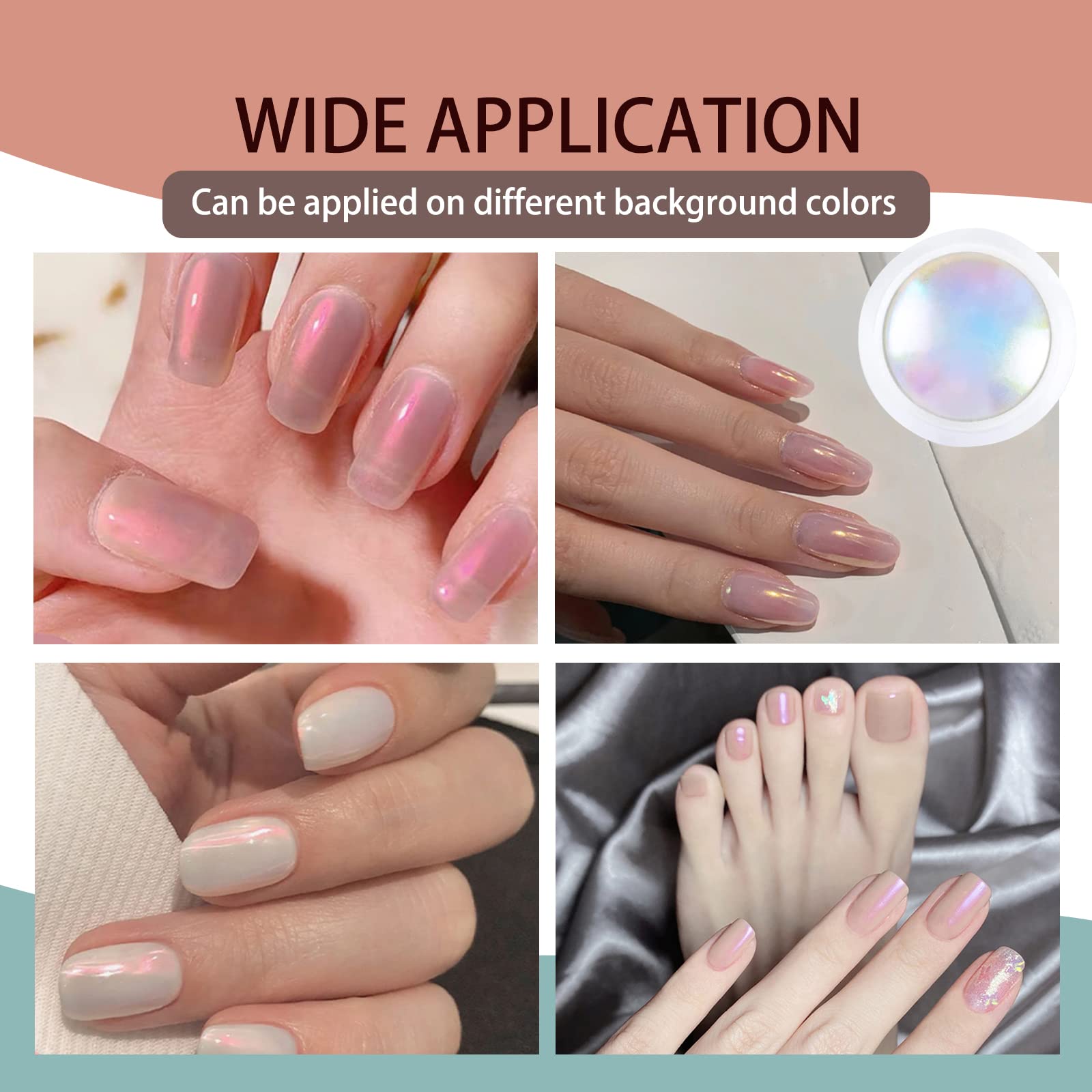 2 Pack Pearl Chrome Nail Powder - Iridescent Mermaid Shell Nail Powder, Multi Chrome Chameleon Pigment for DIY Nail Art | Manicure Glitter Dust for Professional & Home Use, Perfect for Parties, Weddings & Special Occasions