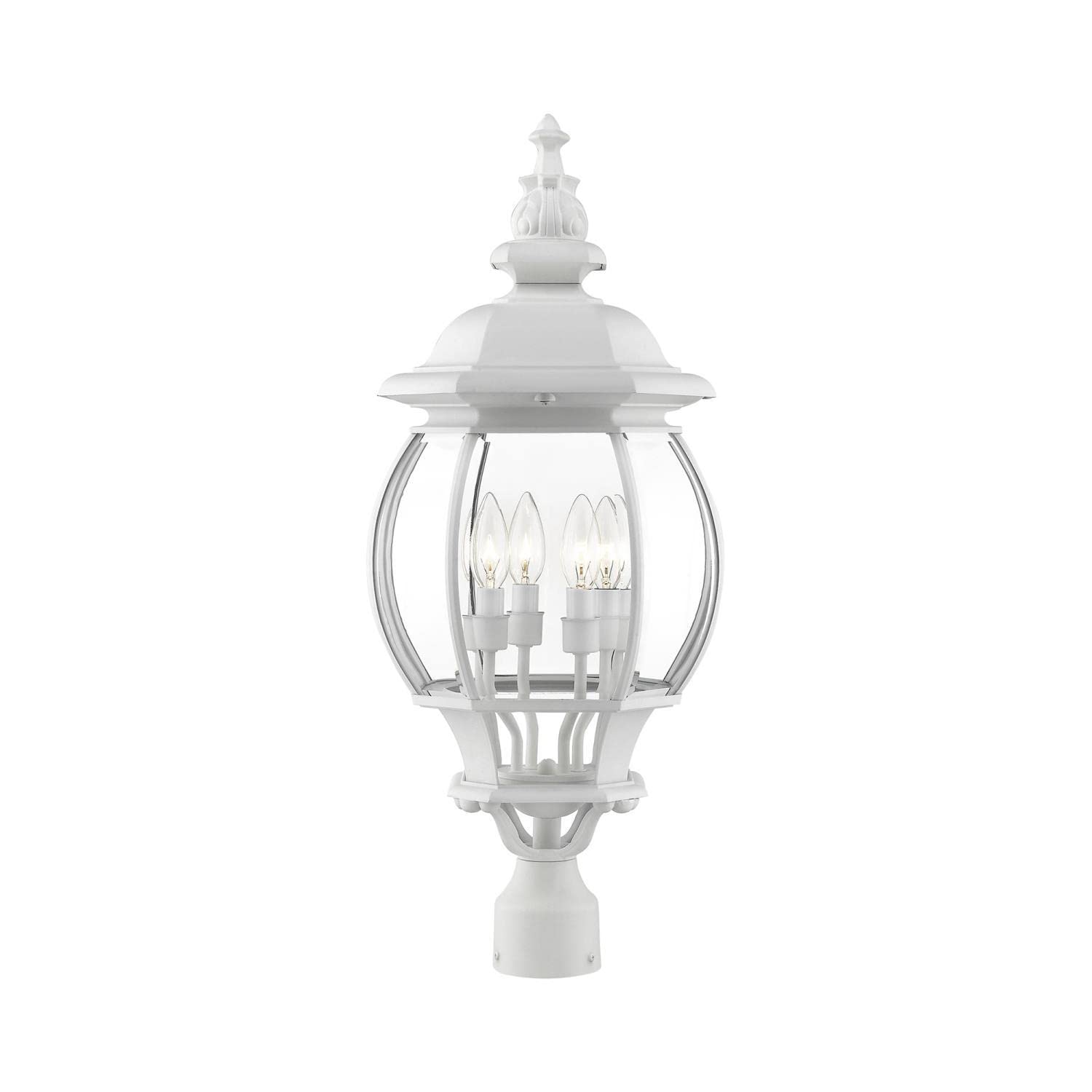 Livex Lighting 7703-13 Outdoor Post Top Lantern - White Weatherproof Exterior Light Fixture for Porch, Garden & Patio - 11.5 x 11.5 x 26.5 Inches - Perfect for Entryways, Walkways & Landscape Lighting