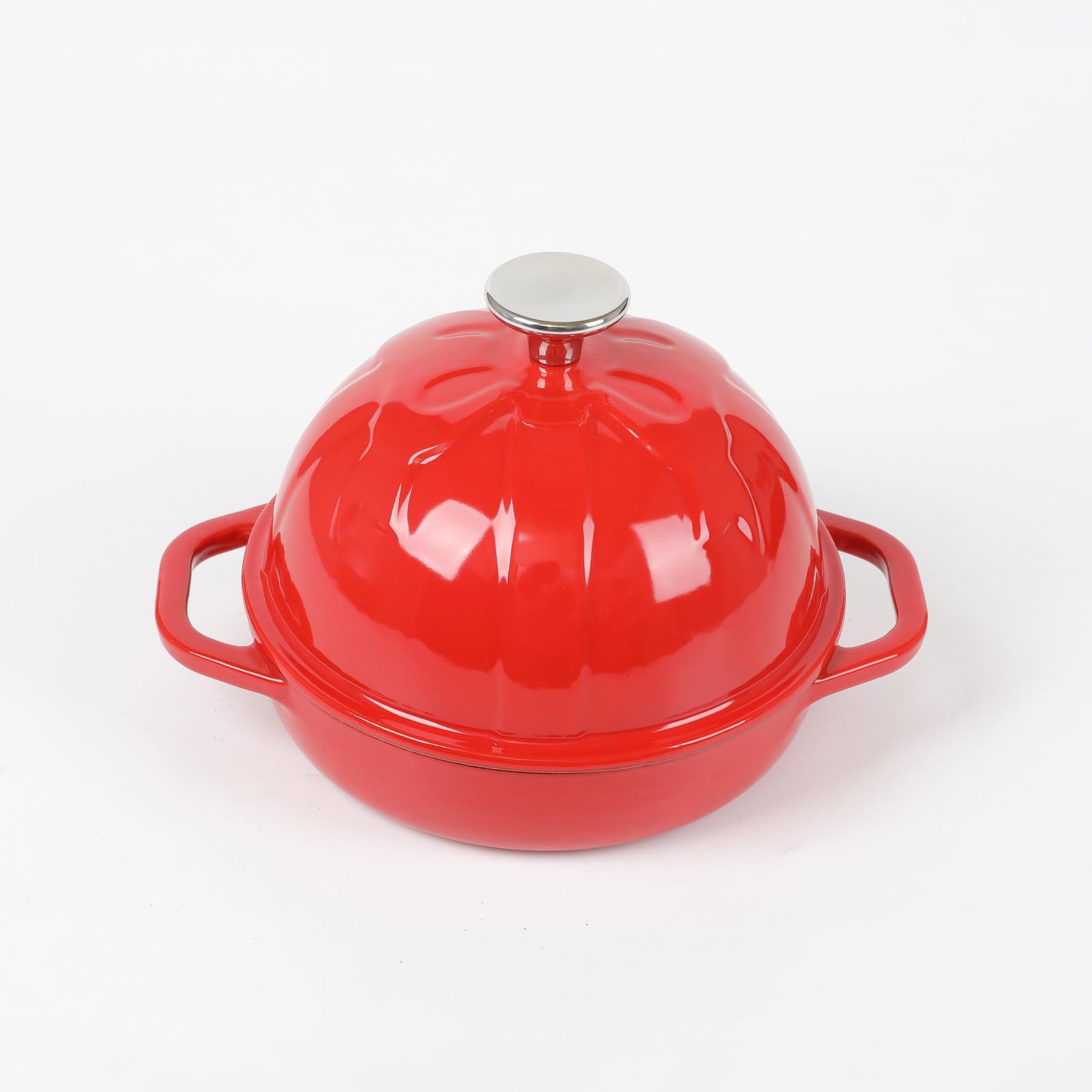 HAWOK 6.3 Inch Enameled Cast Iron Bread Cloche - 16cm Round Sourdough Baking Pan with Lid, Red Dutch Oven for Artisan Bread, Pizza Stone & Homemade Pastries - Perfect for Baking, Serving & Kitchen Decor