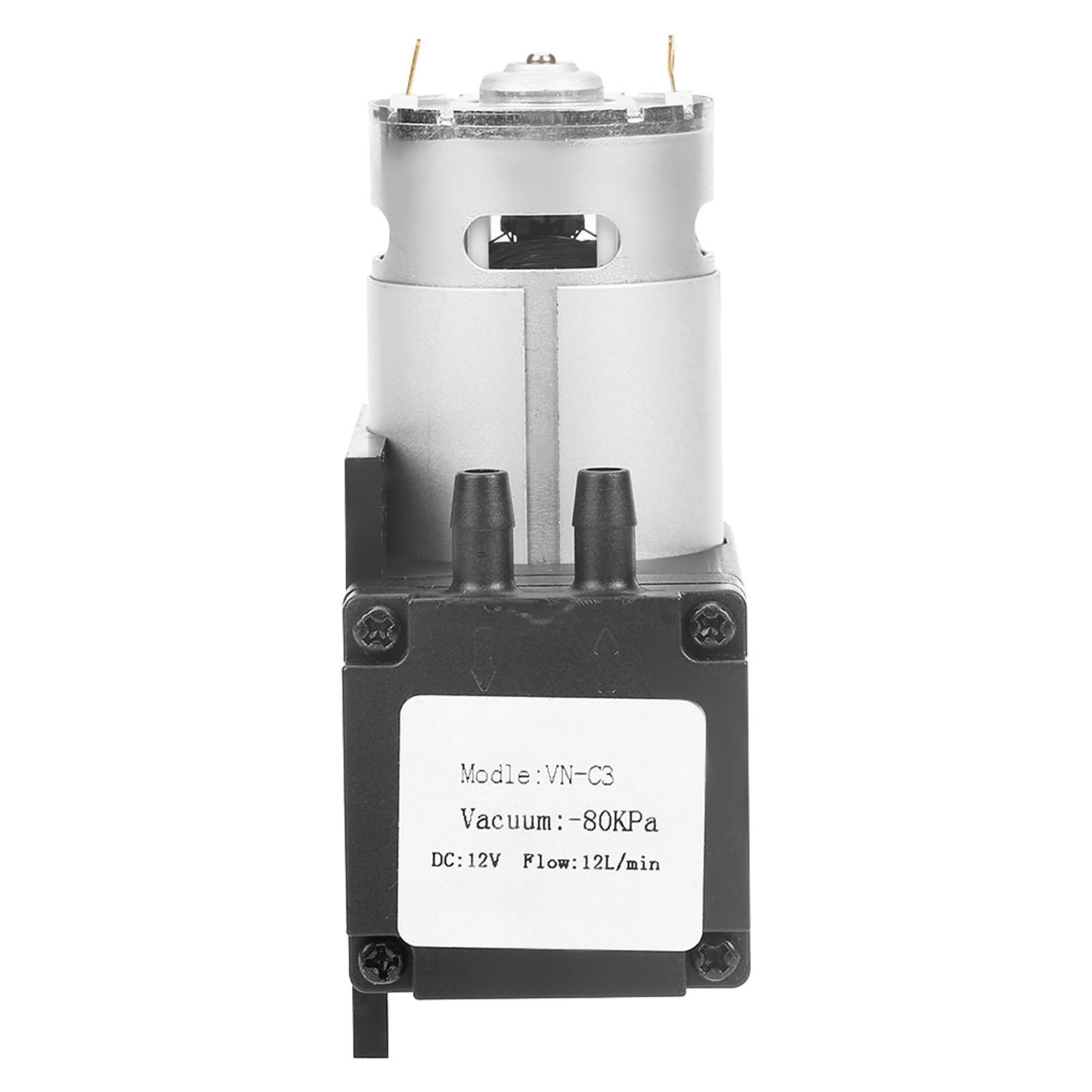 12W Mini Oilless Vacuum Pump, DC12V Constant Pressure Diaphragm Pump 80KPa 12L/min Flow - Ideal for Lab Experiments, Medical Devices & Gas Transfer Applications