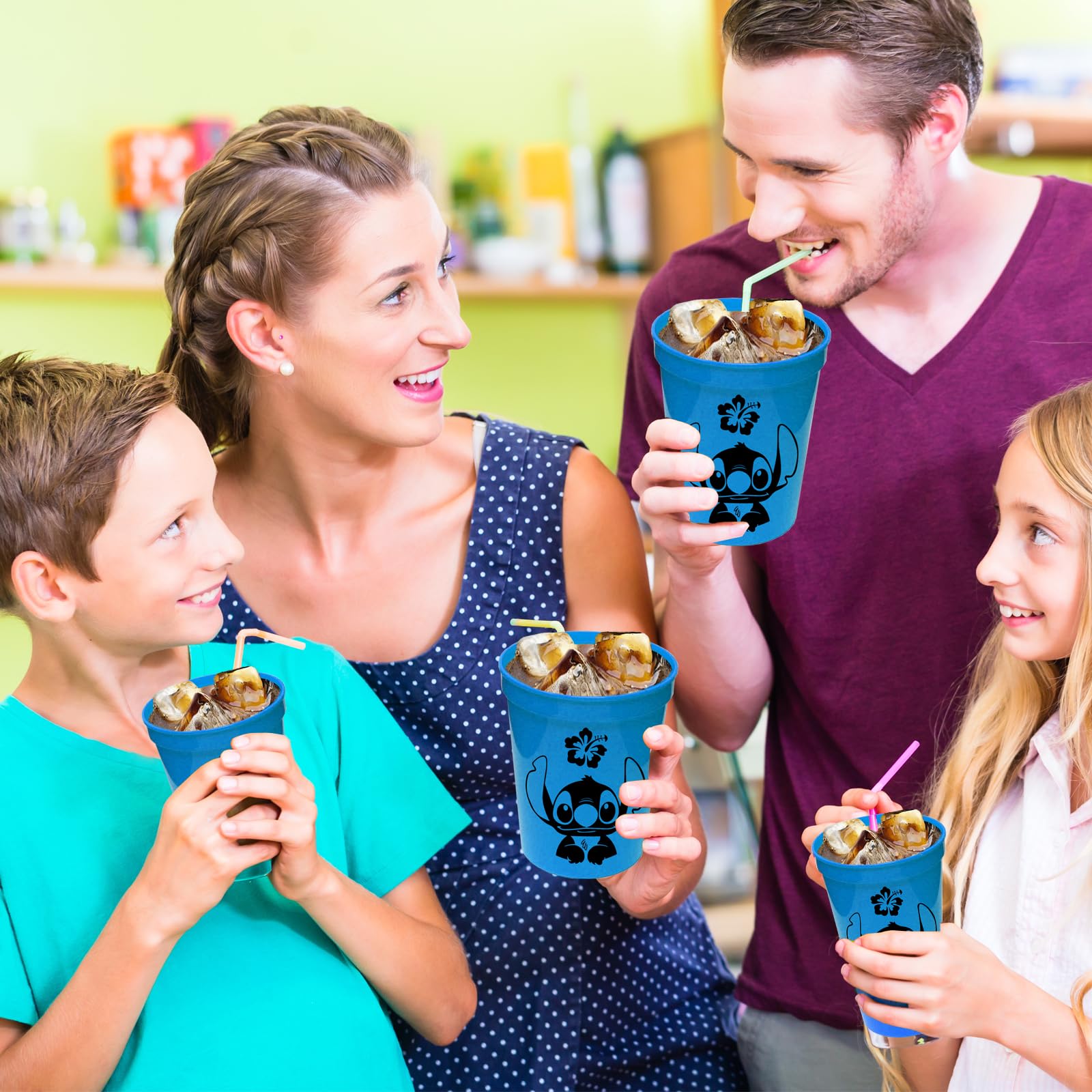 Stitch Party Cups 12oz - Reusable BPA-Free Plastic Cups with Cartoon Design - Perfect for Couples, Themed Parties & Favors (20-Pack) - Great for Birthdays, Anniversaries & Disney-Themed Events