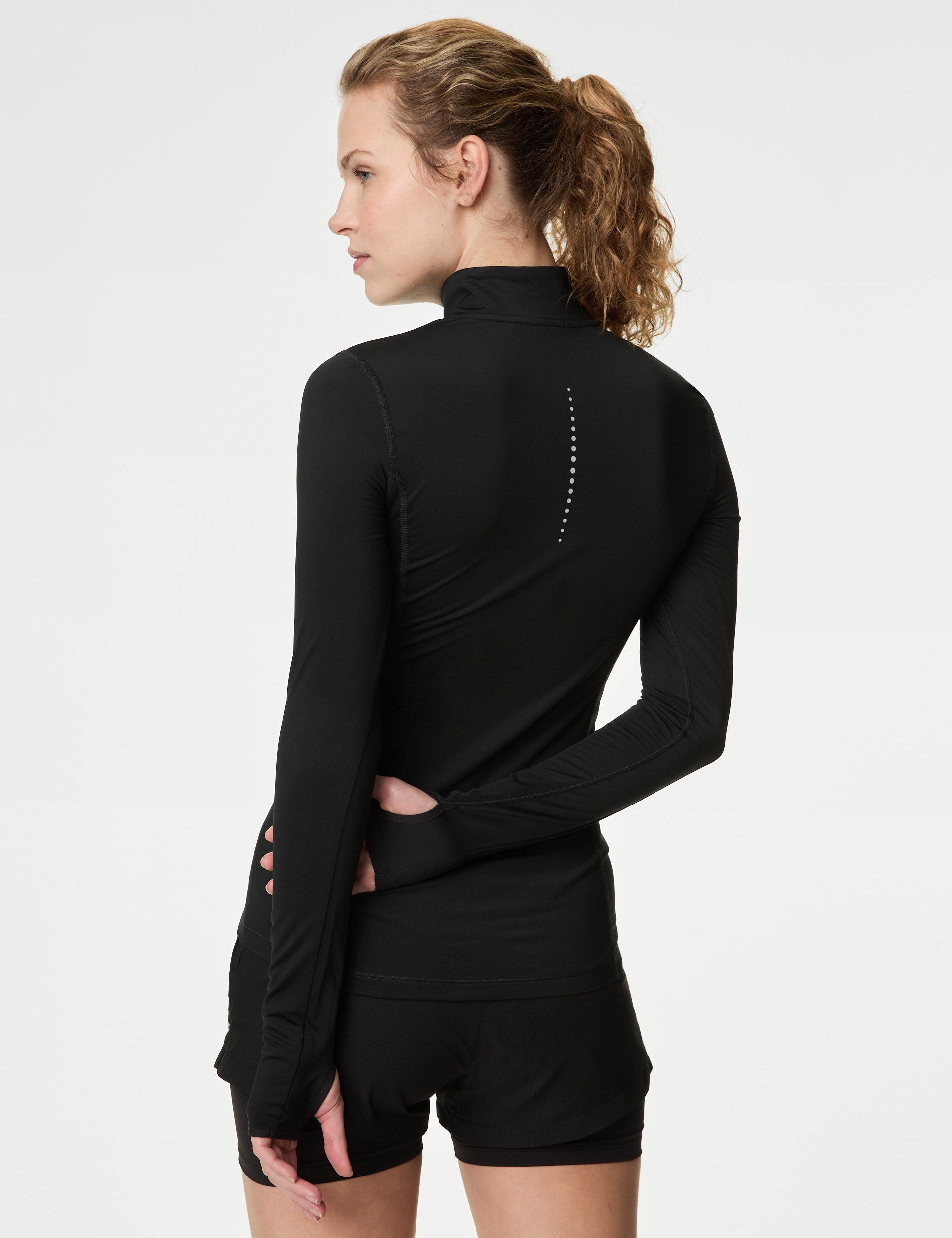Funnel Neck Half Zip Running Top for Men & Women - Lightweight Breathable Workout Shirt - Black - Perfect for Jogging, Gym & Outdoor Activities