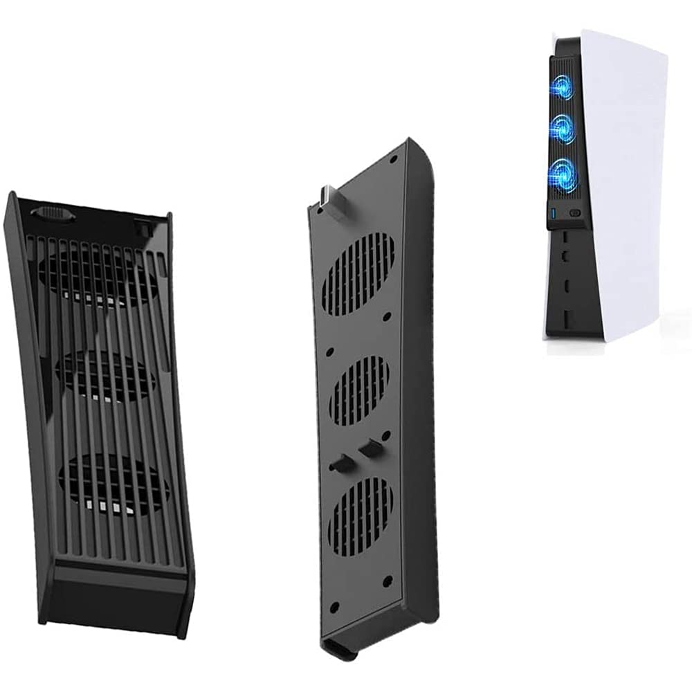 MMOBIEL 3-Pack External Cooling Fans with USB 3.0 for PS5 & PS5 Digital Edition - Black - Includes USB 3.0 Port | Perfect for Gaming, Streaming & Long Play Sessions to Prevent Overheating