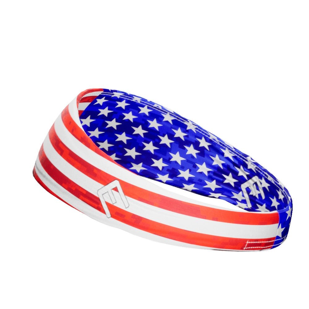 USA Flag 2.0 Headband - Patriotic American Flag Head Wrap for Sports, Running & Workouts - Comfortable Sweatband for Men & Women