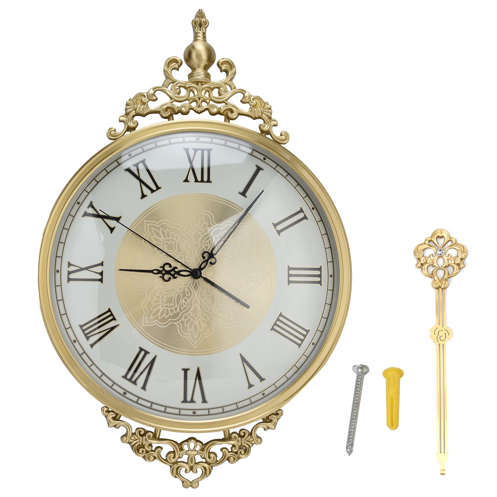 Vintage European Style Copper Wall Clock with Pendulum - Elegant Home & Living Room Decor for Classic Interior Design | Perfect for Farmhouse, Office, and Bedroom Décor