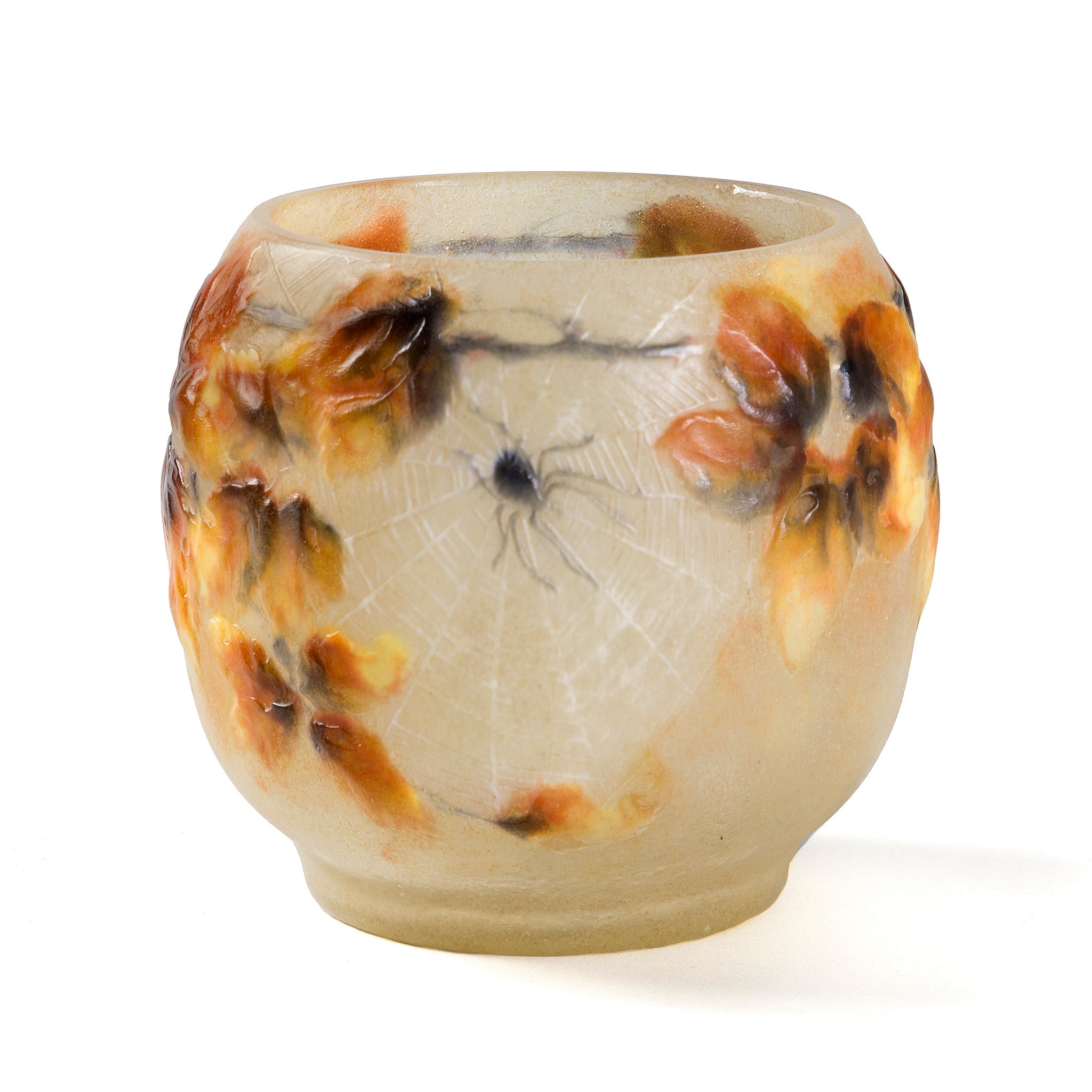 Gabriel Argy Rousseau Pâte de Verre Spider and Bramble Art Glass Vase - Elegant Home Decor for Living Room, Office, or Gift